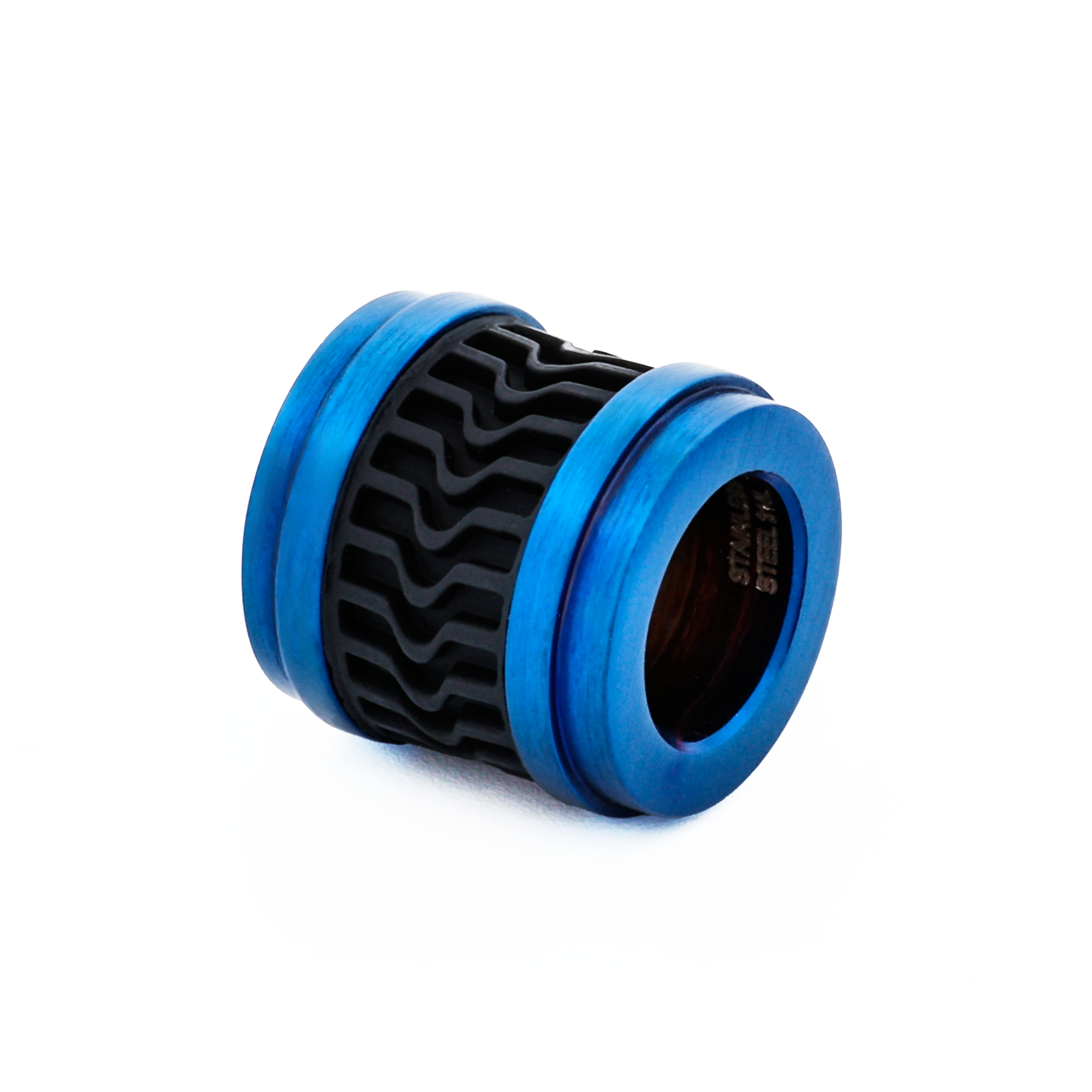 Ion Plated Blue Black Rubber Bead