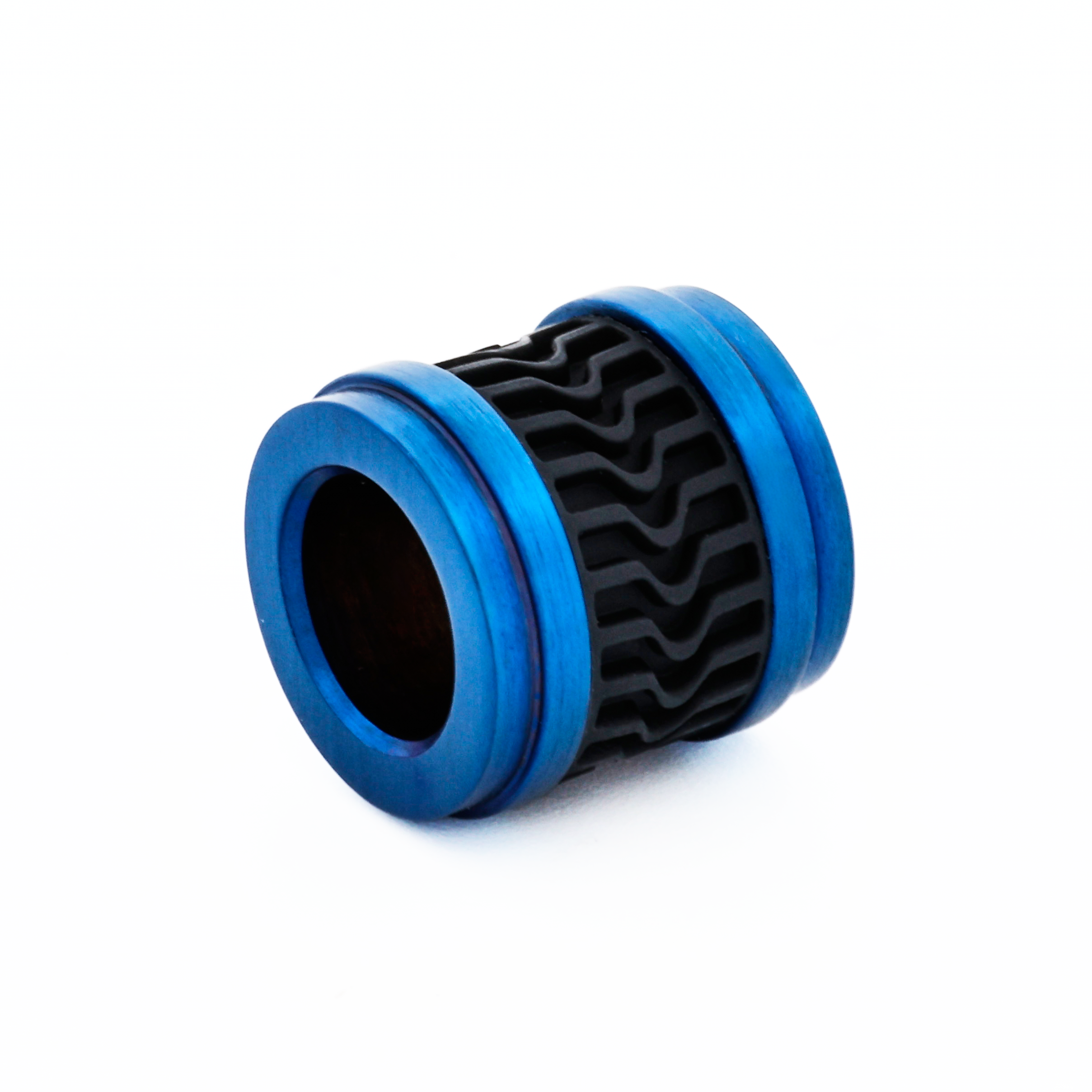 Ion Plated Blue Black Rubber Bead