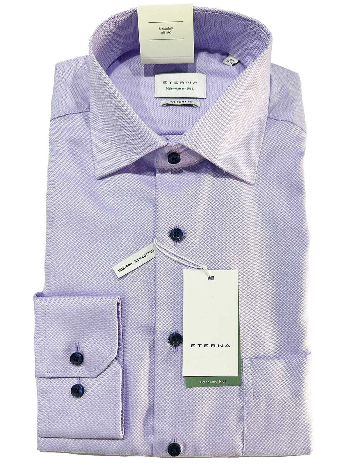3475-95C  https://harrysformenswear.com.au/products/3475-95c  Limited Edition ETERNA MEN´S SHIRTS Fine Cotton Comfort Fit -(Right for the Bigger Fit Man) With Pocket Design in Germany Contrast Trim Non-Iron men's shirts are drip dry; in other words, the fabric straightens automatically after washing and does not need to be ironed.