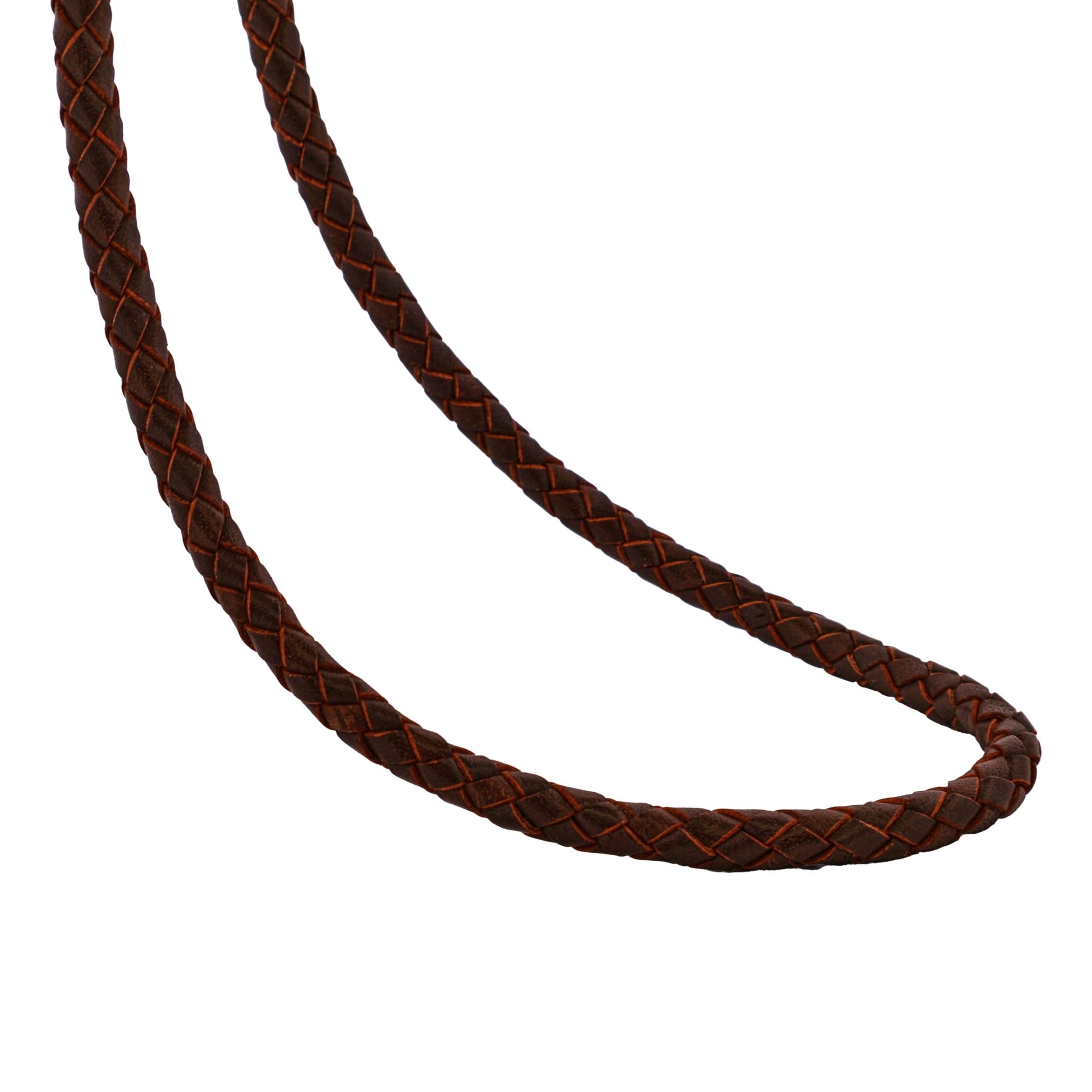 Brown Leather-Stainless Steel Neck Chain