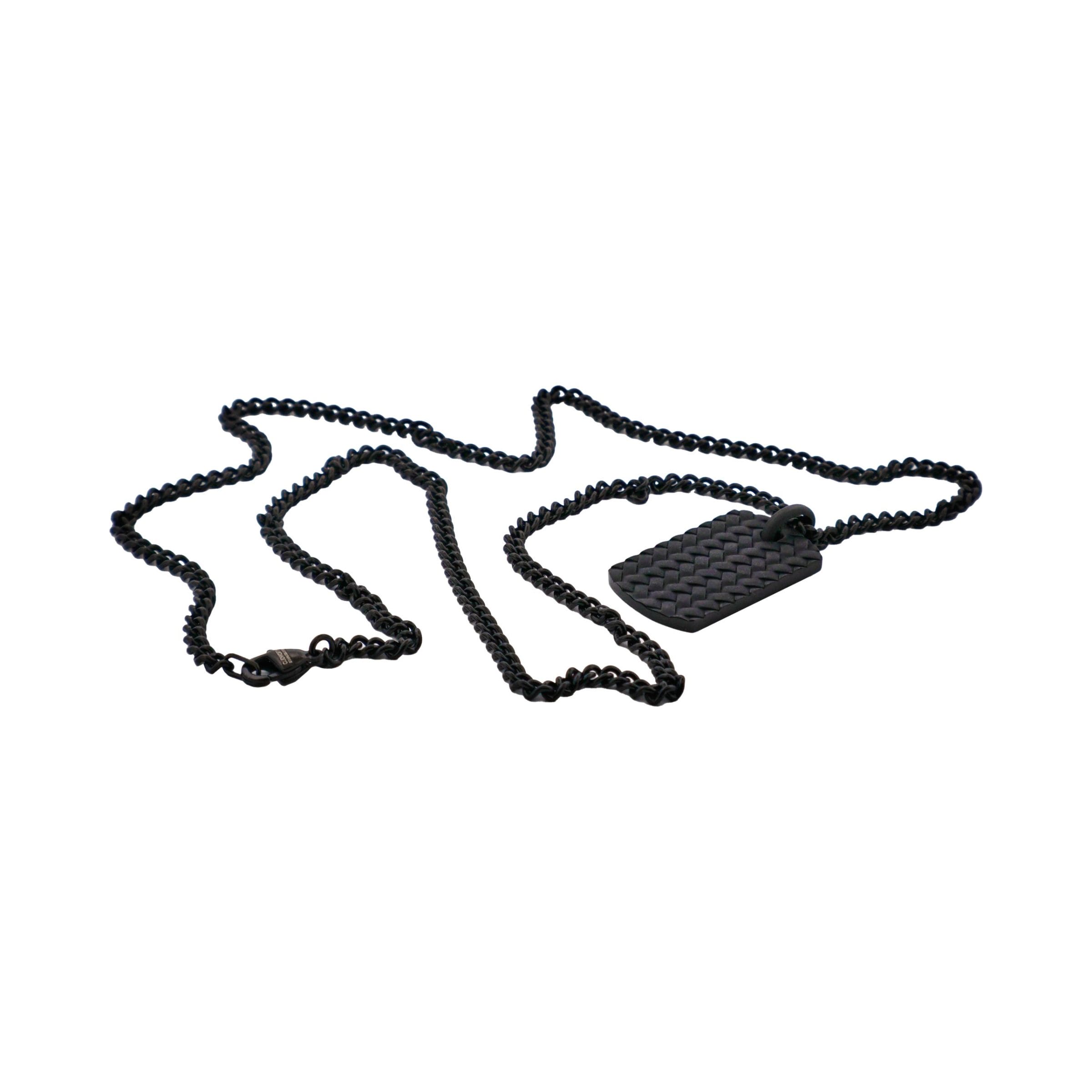 Ion Plated Black Stainless Steel Tyre Pattern Dog Tag Pendant & Chain