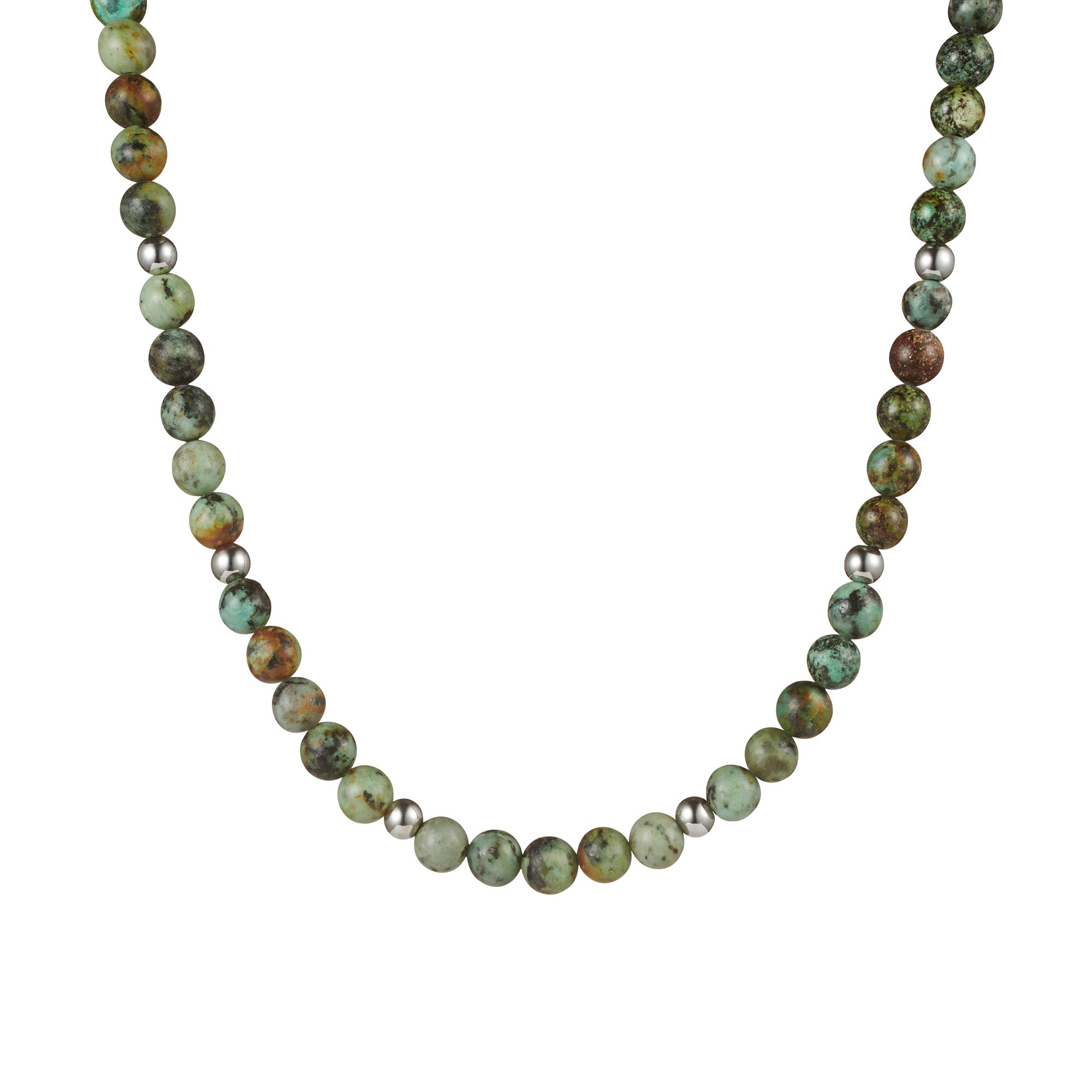 African Turquoise Bead & Stainless Steel Neck Chain