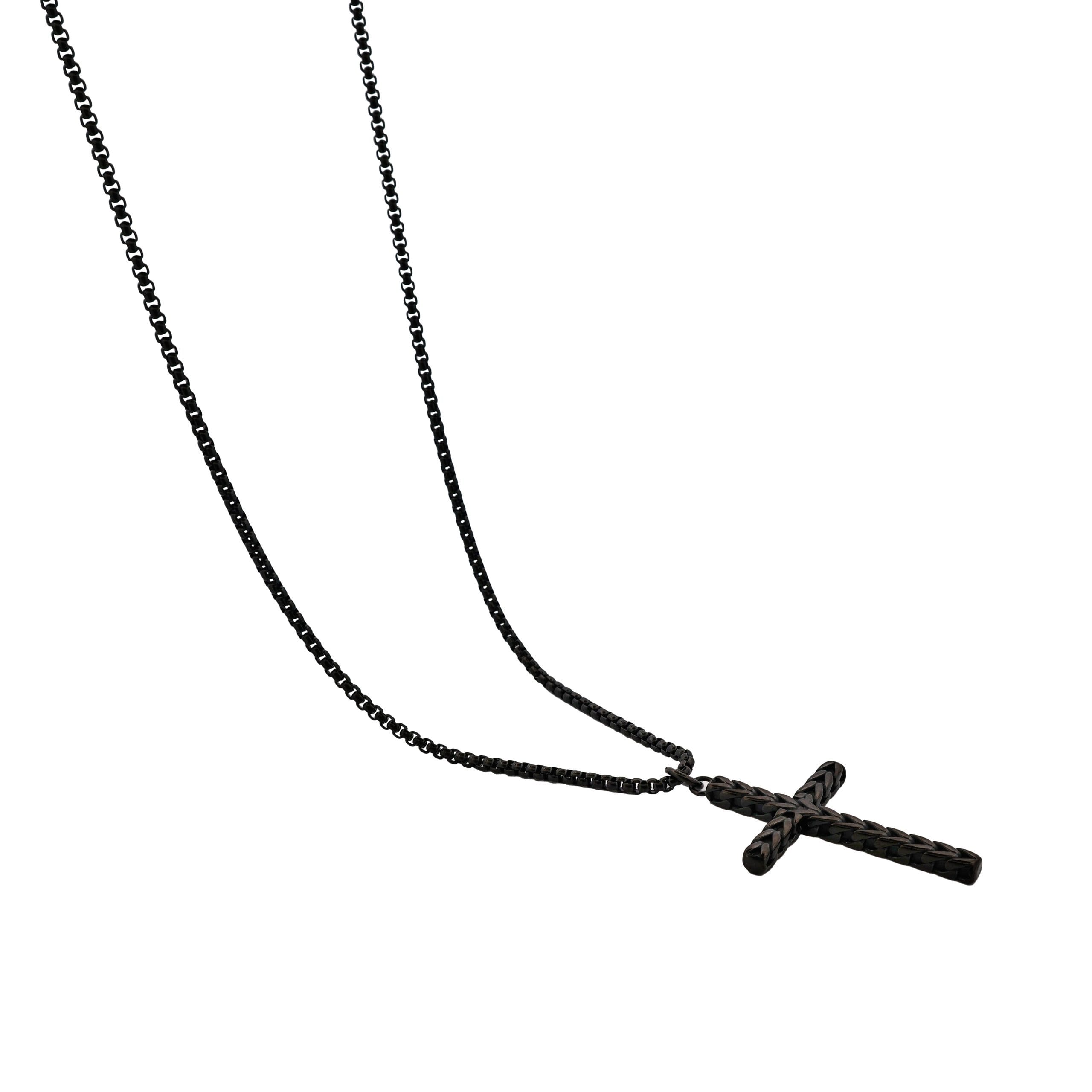 Ion Plated Black Stainless Steel Cross & Chain
