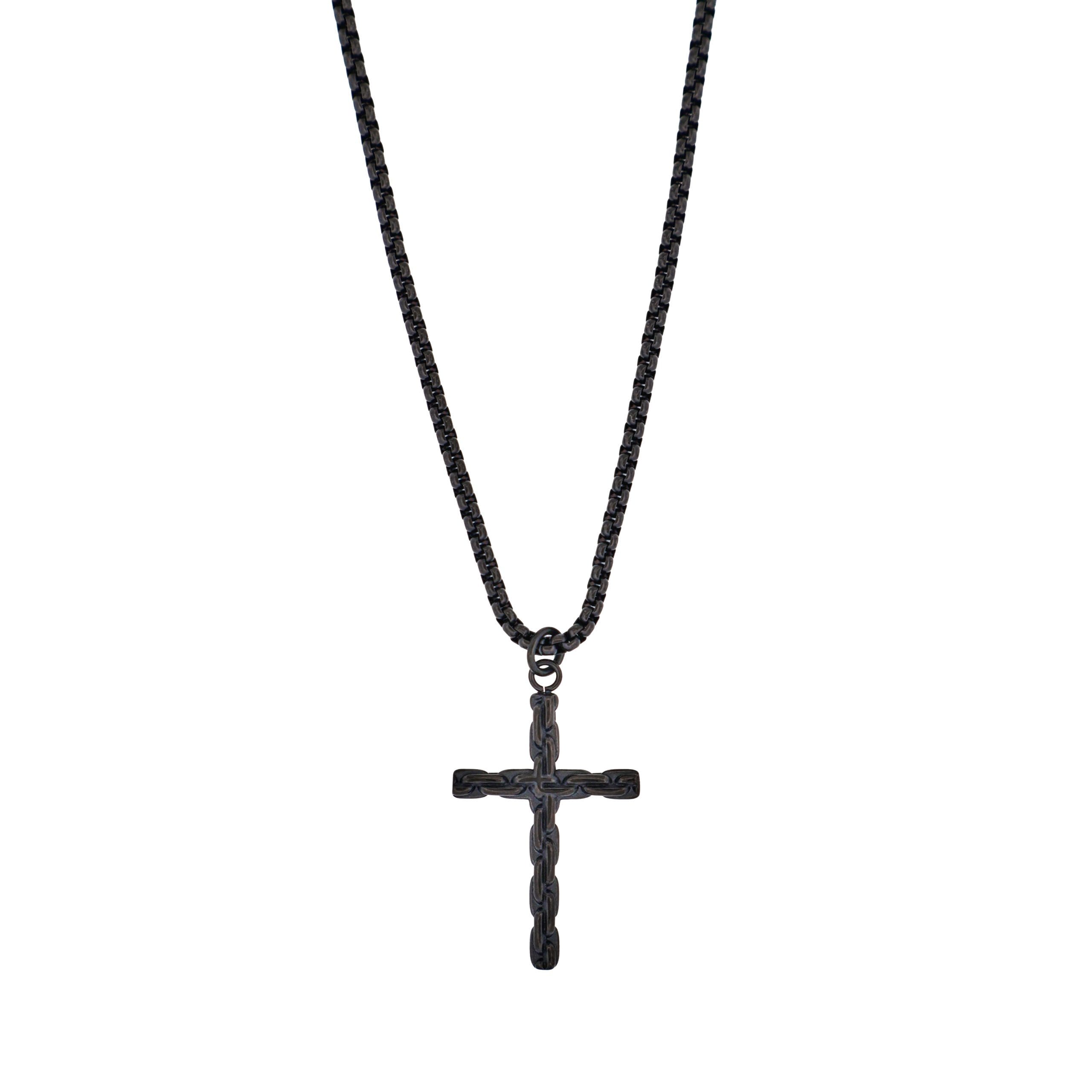 Ion Plated Black Stainless Steel Cross & Chain