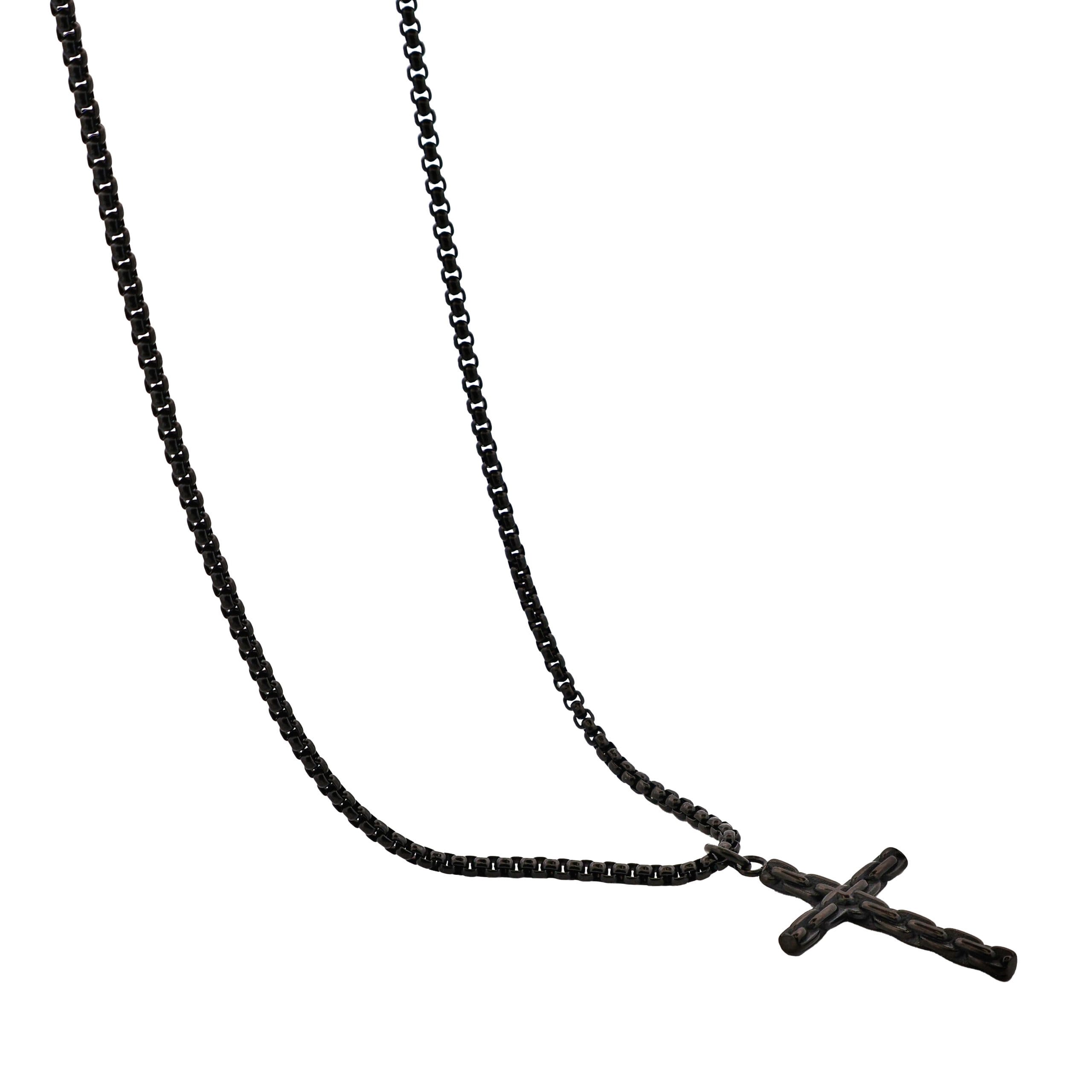 Ion Plated Black Stainless Steel Cross & Chain