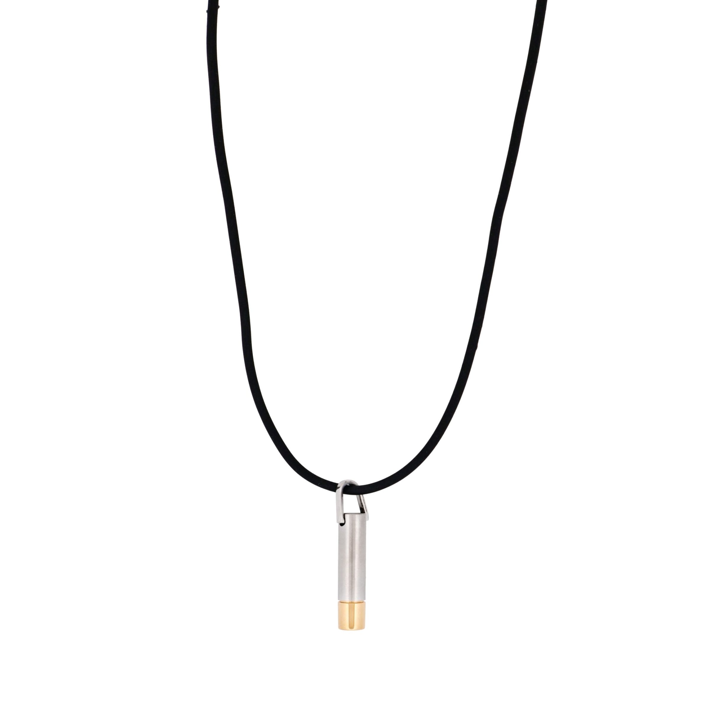 Stainless Steel Pendant & Cylinder Shape & Gold Plated & Rubber 45cm