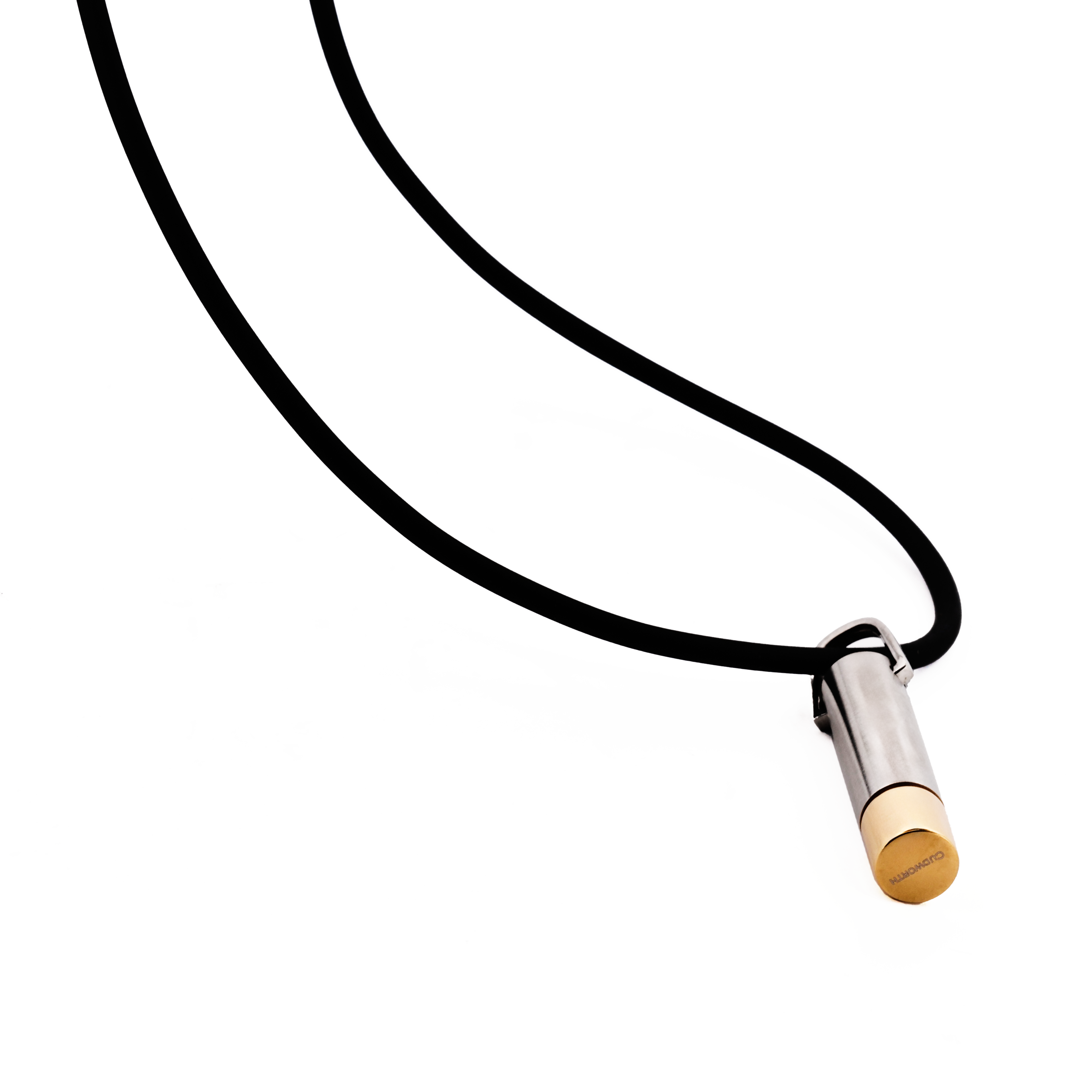Stainless Steel Pendant & Cylinder Shape & Gold Plated & Rubber 45cm