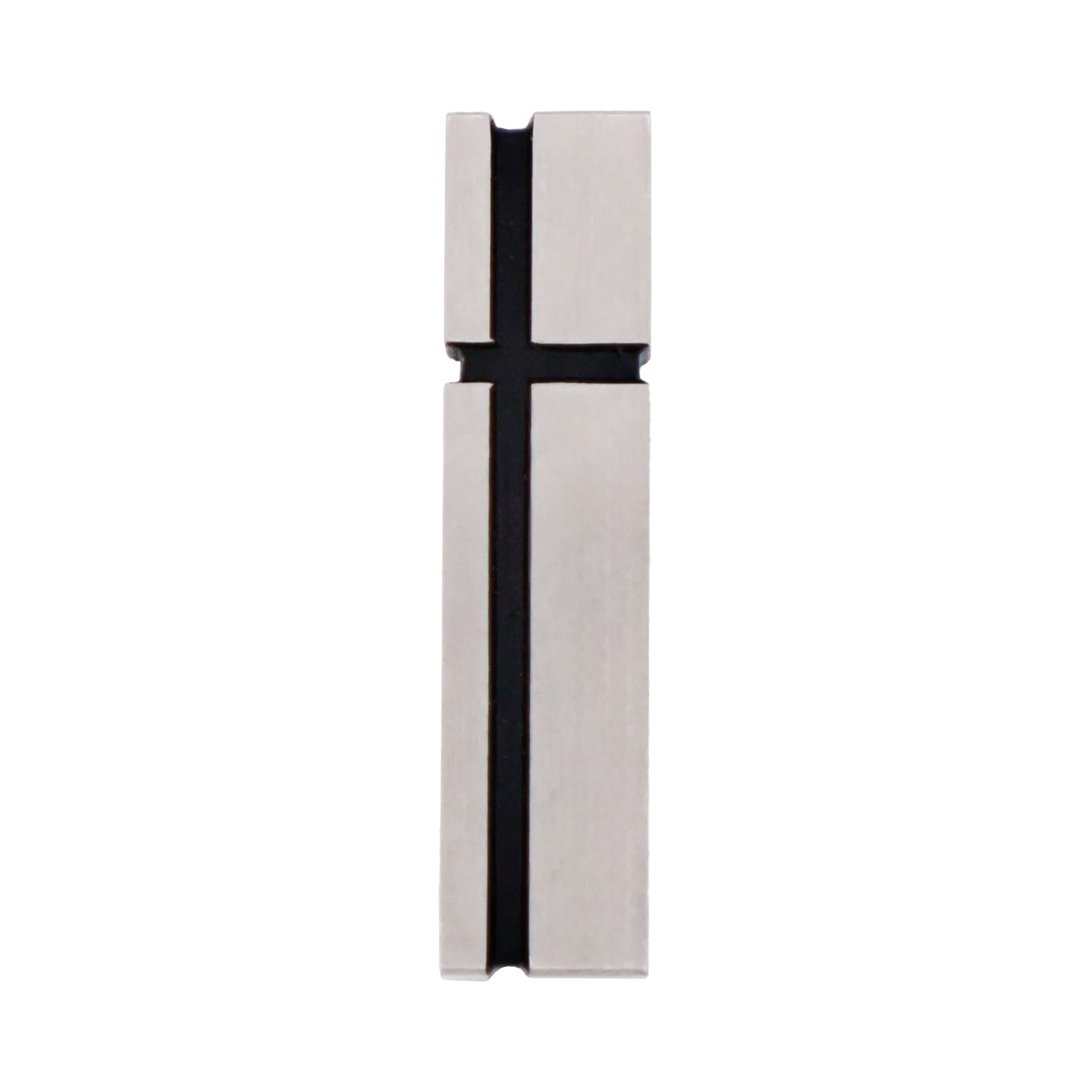 Stainless Steel Pendant - Black Enamel with Cz - No Chain