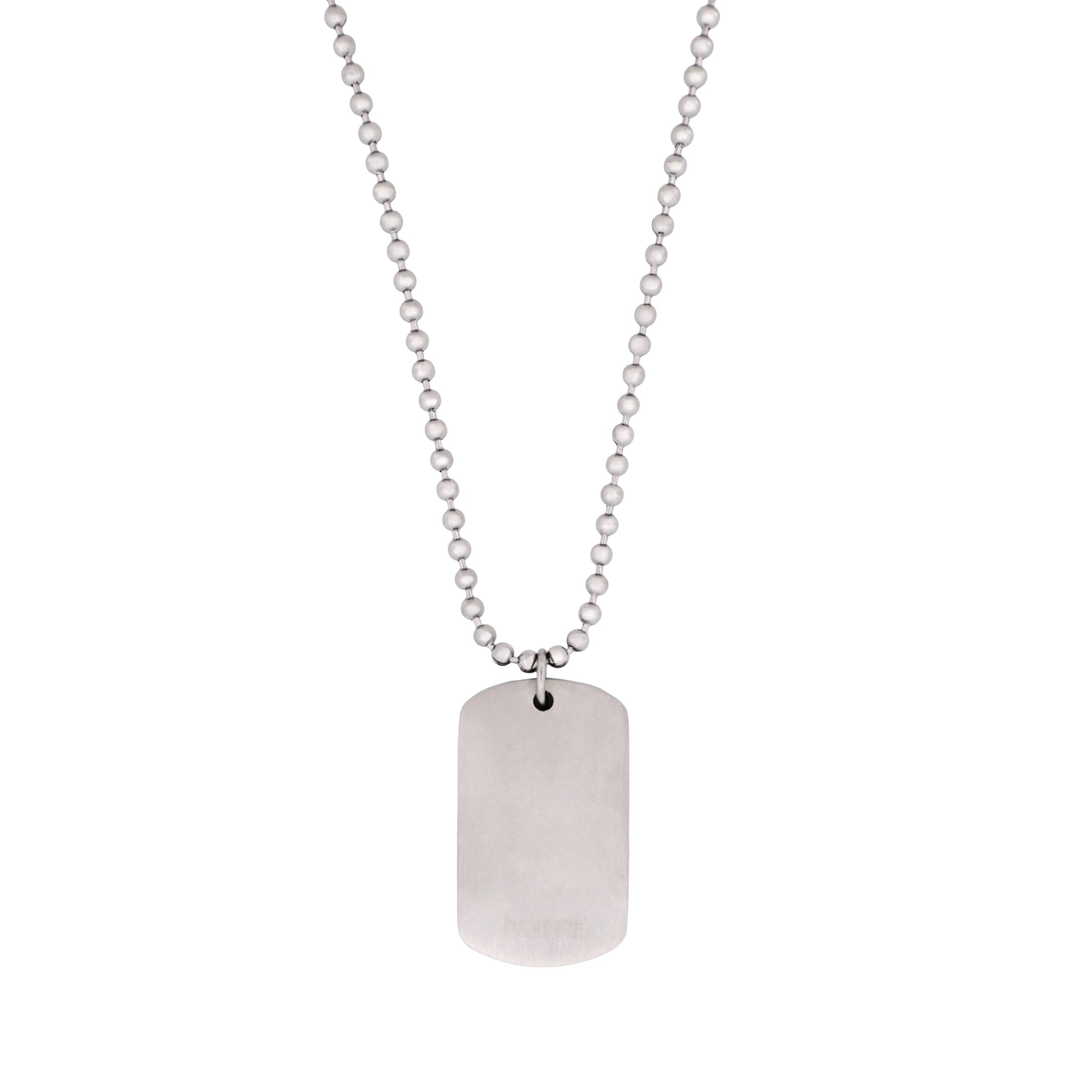 Stainless Steel & Carbon Fibre Inlay Dog Tag on Ball Chain