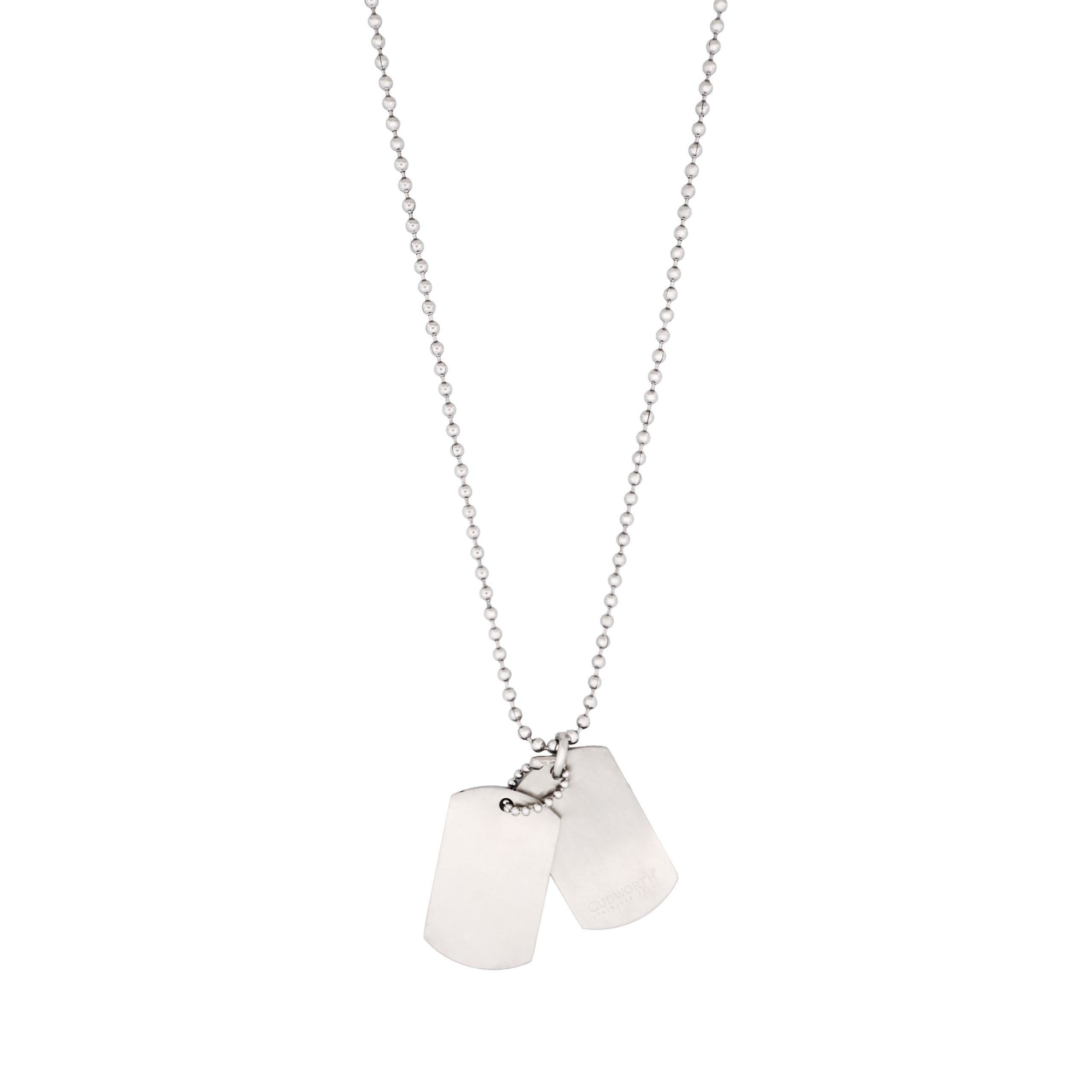 Brushed Stainless Steel Double Dog Tags on Ball Chain