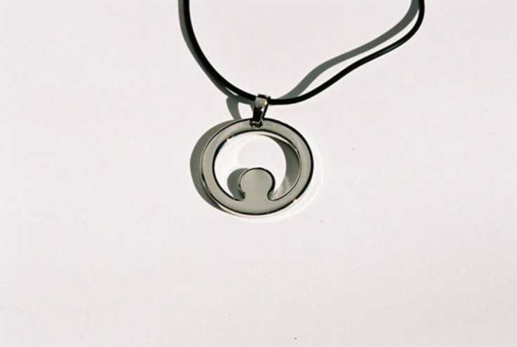 Stainless Steel Round Pendant on Leather Chain