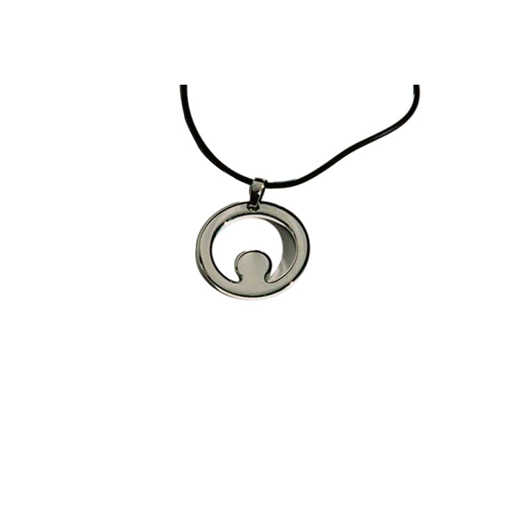 Stainless Steel Round Pendant on Leather Chain