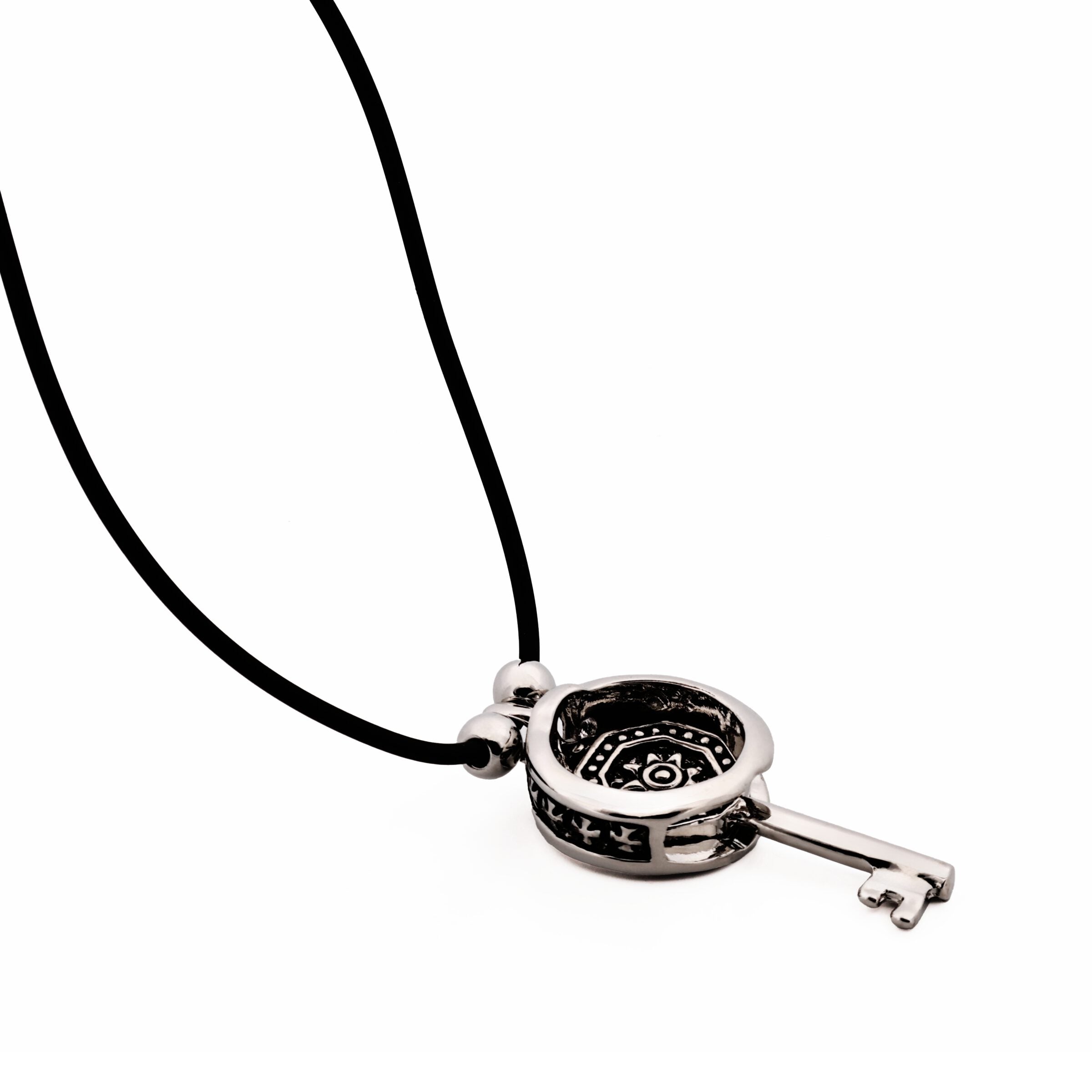 Alloy Coin & Key Pendant on Rubber Chain