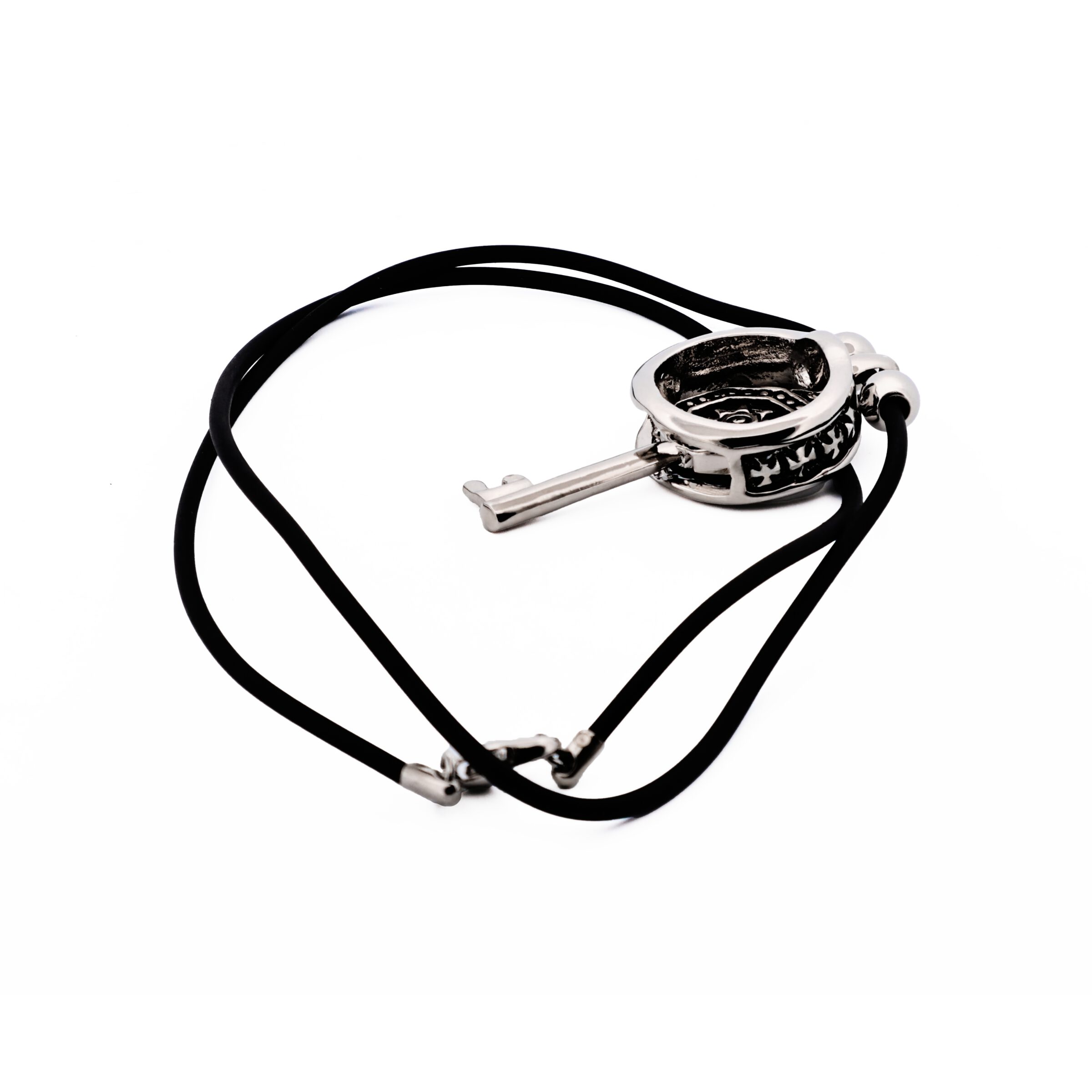 Alloy Coin & Key Pendant on Rubber Chain