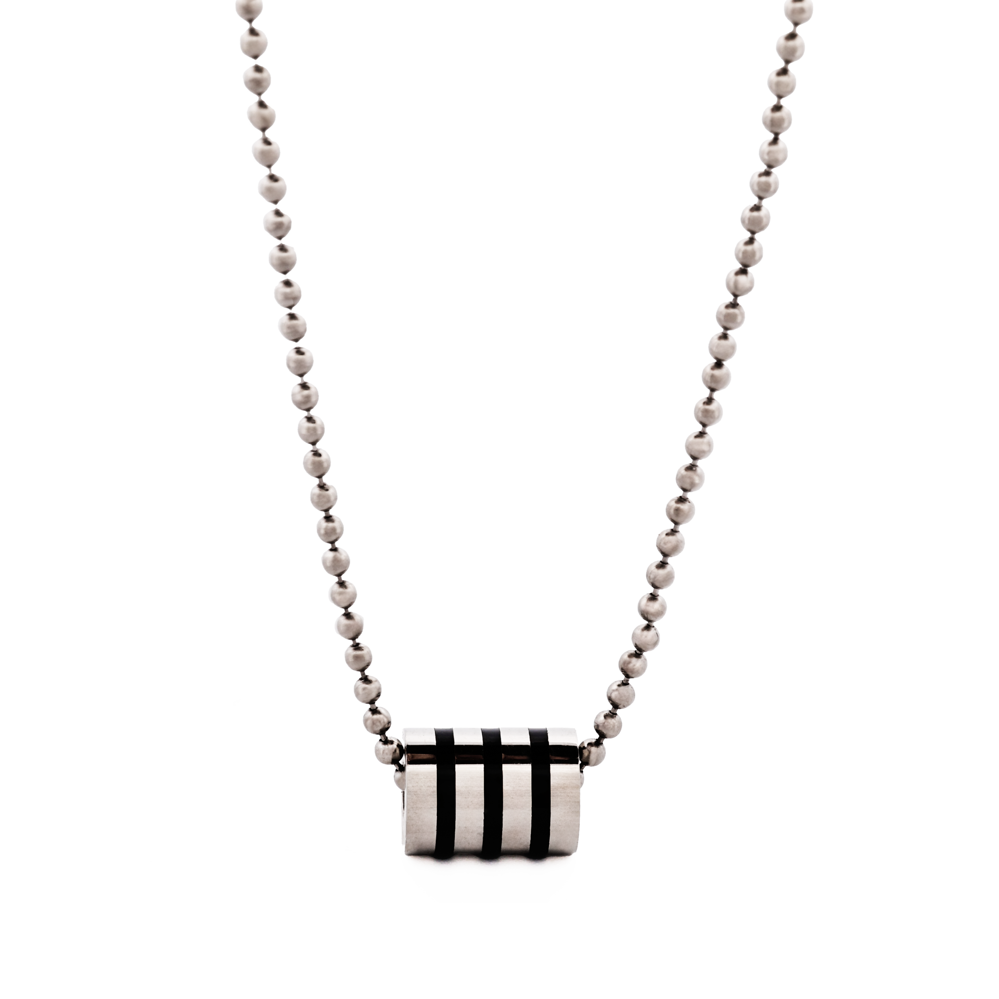Stainless Steel Pendant - Round Black Enamel without Chain