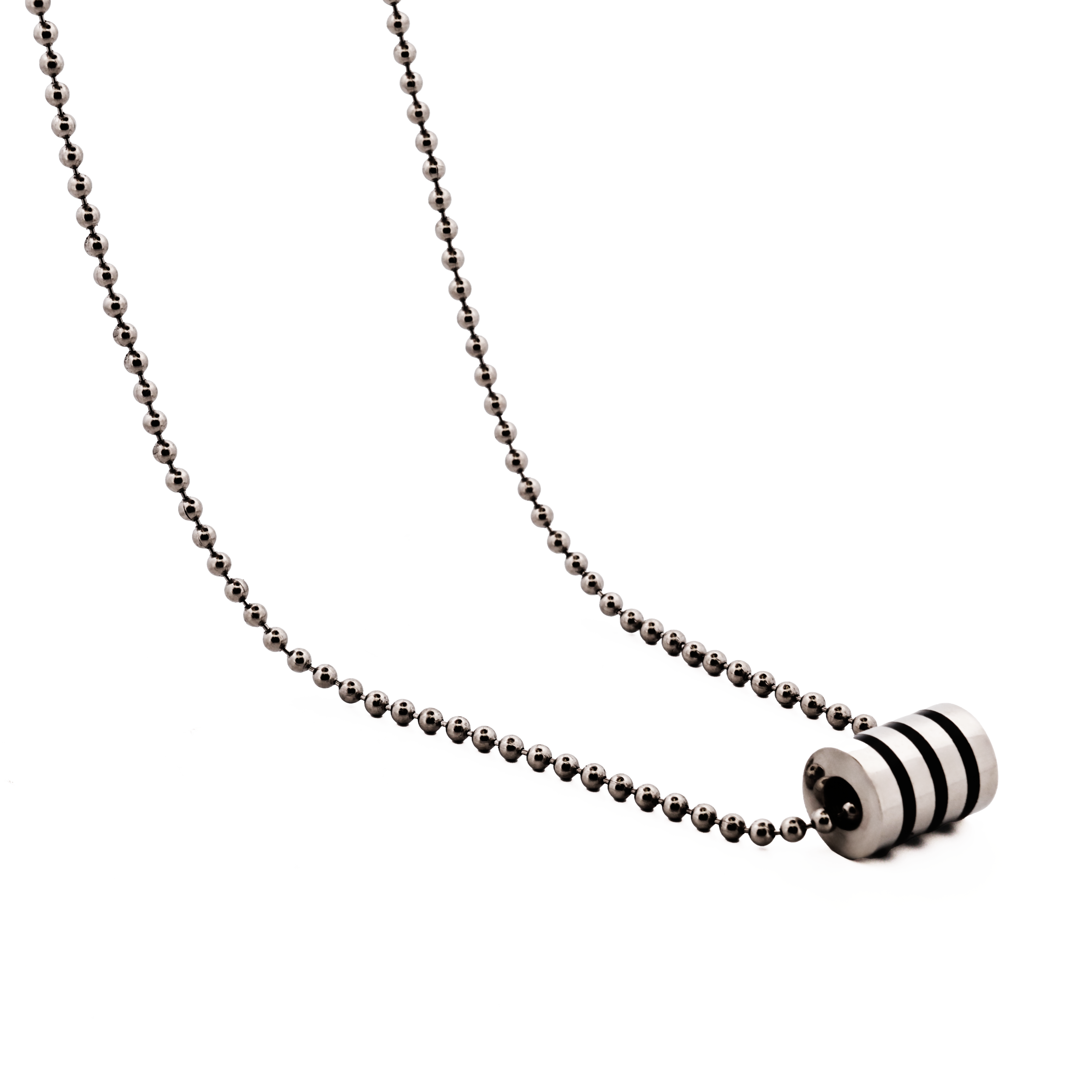 Stainless Steel Pendant - Round Black Enamel without Chain