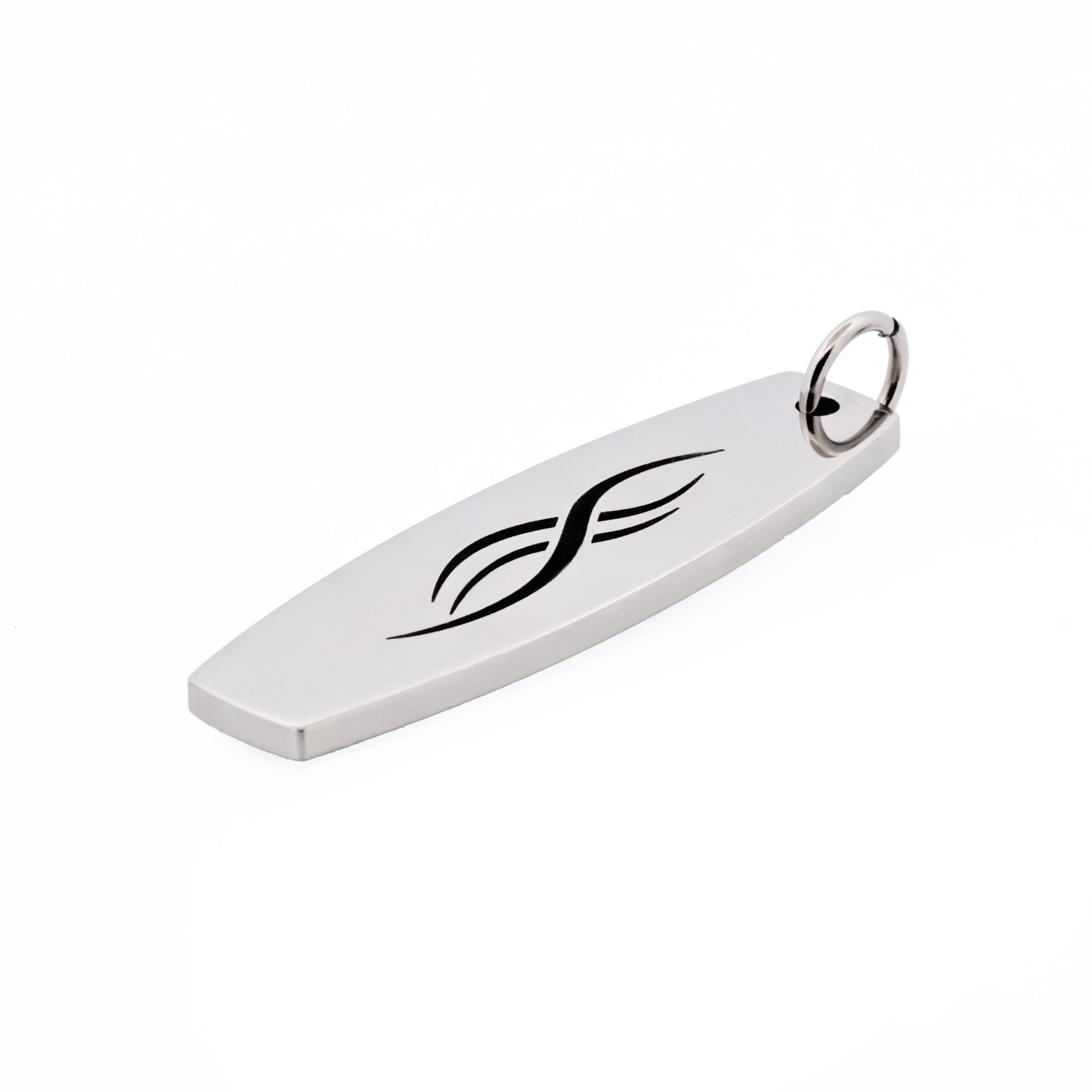 Stainless Steel Surfboard Shaped Etched Pendant