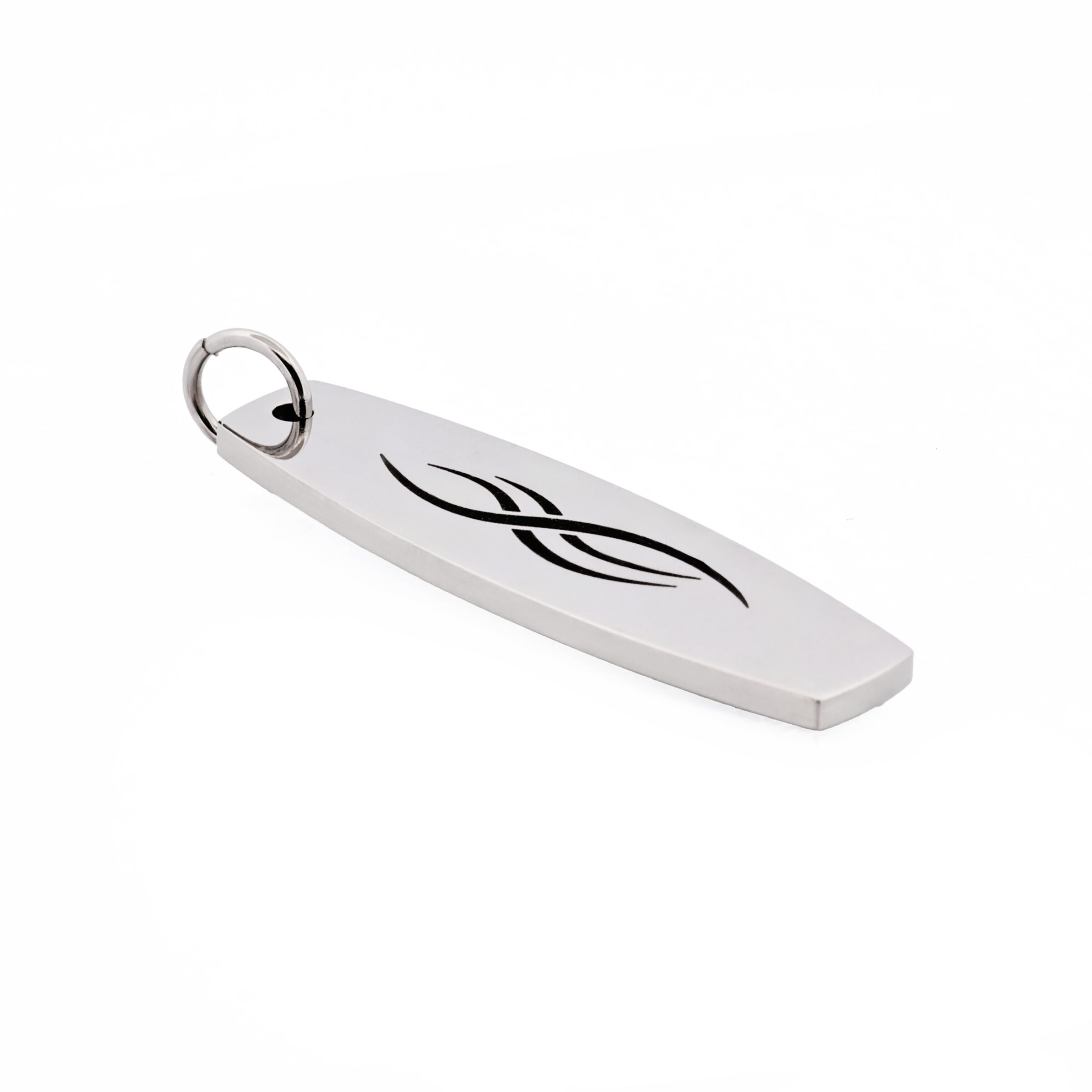 Stainless Steel Surfboard Shaped Etched Pendant