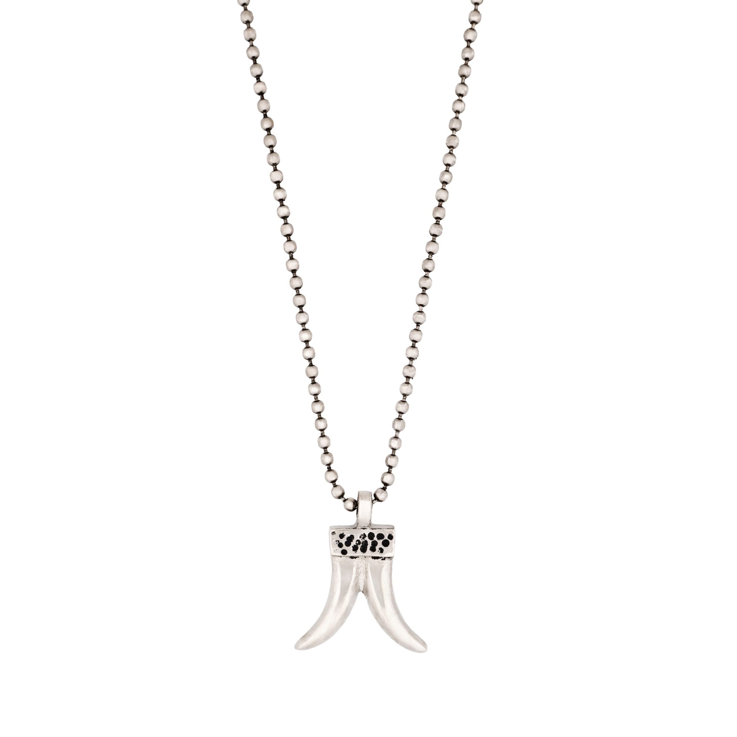 Silver Plated Tusk Pendant & 50cm Ball Chain