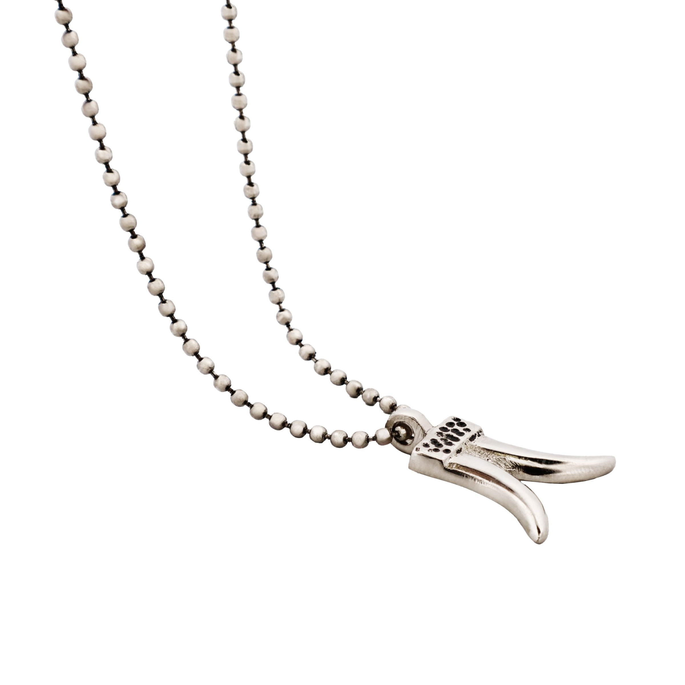 Silver Plated Tusk Pendant & 50cm Ball Chain