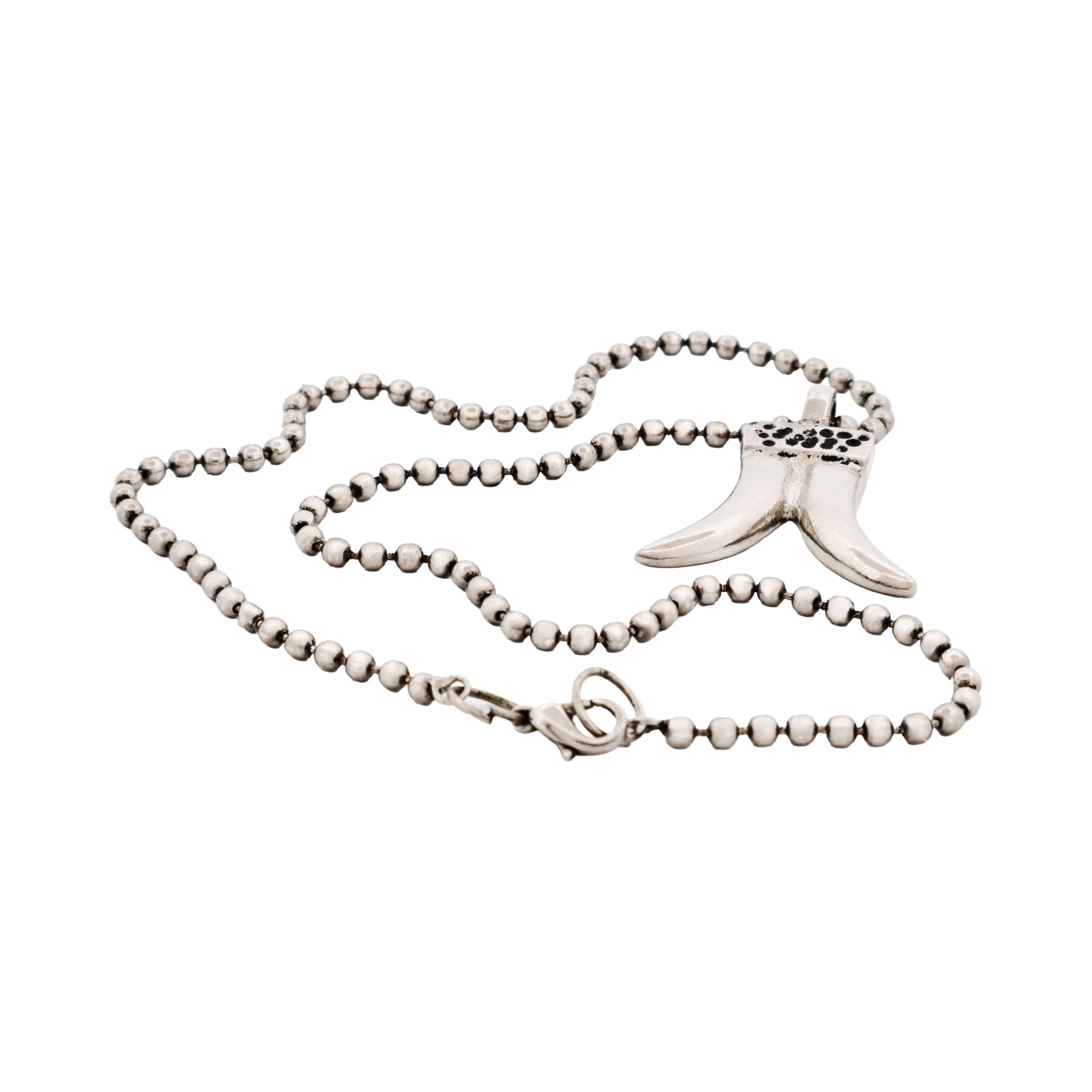 Silver Plated Tusk Pendant & 50cm Ball Chain