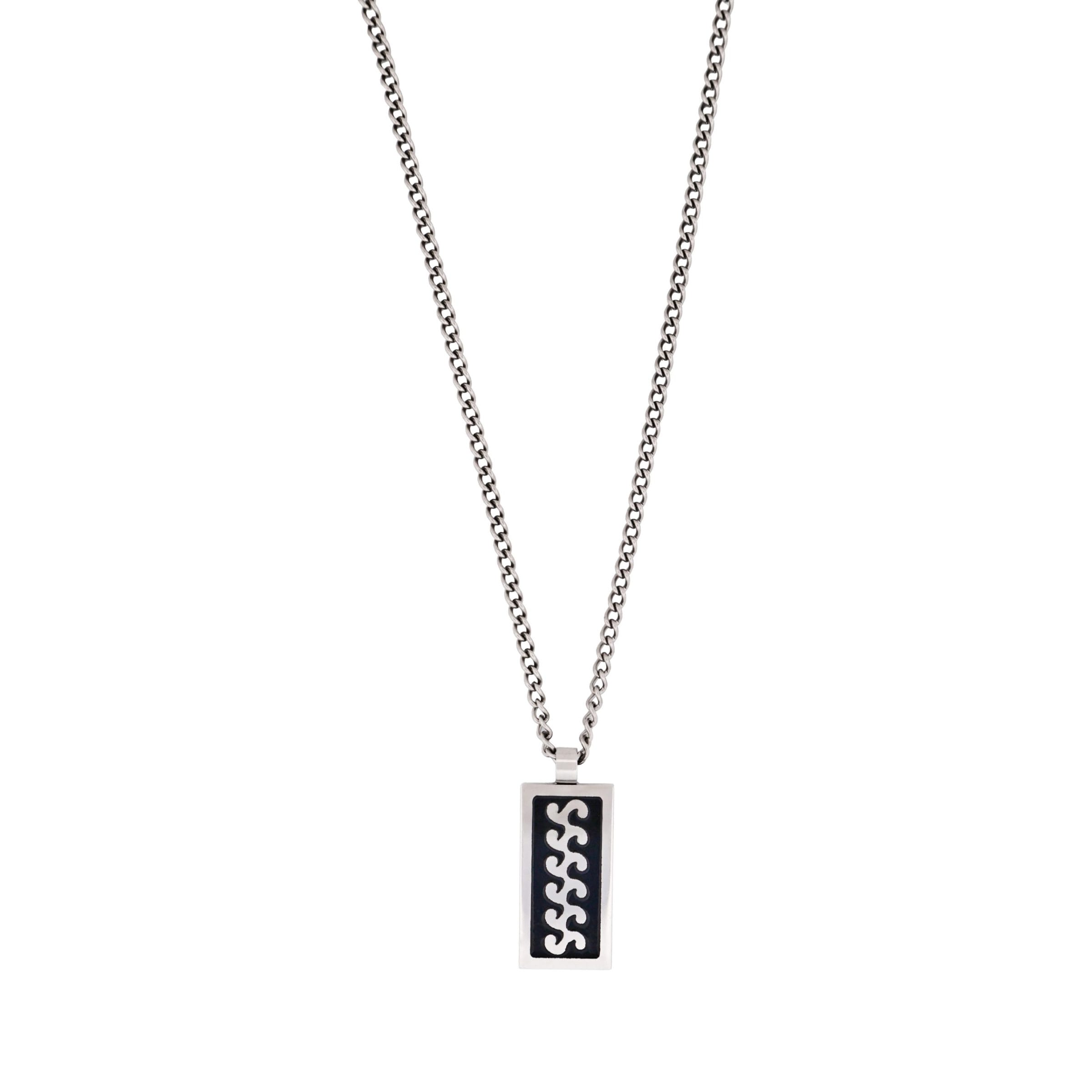 Stainless Steel Black Enamel Pendant