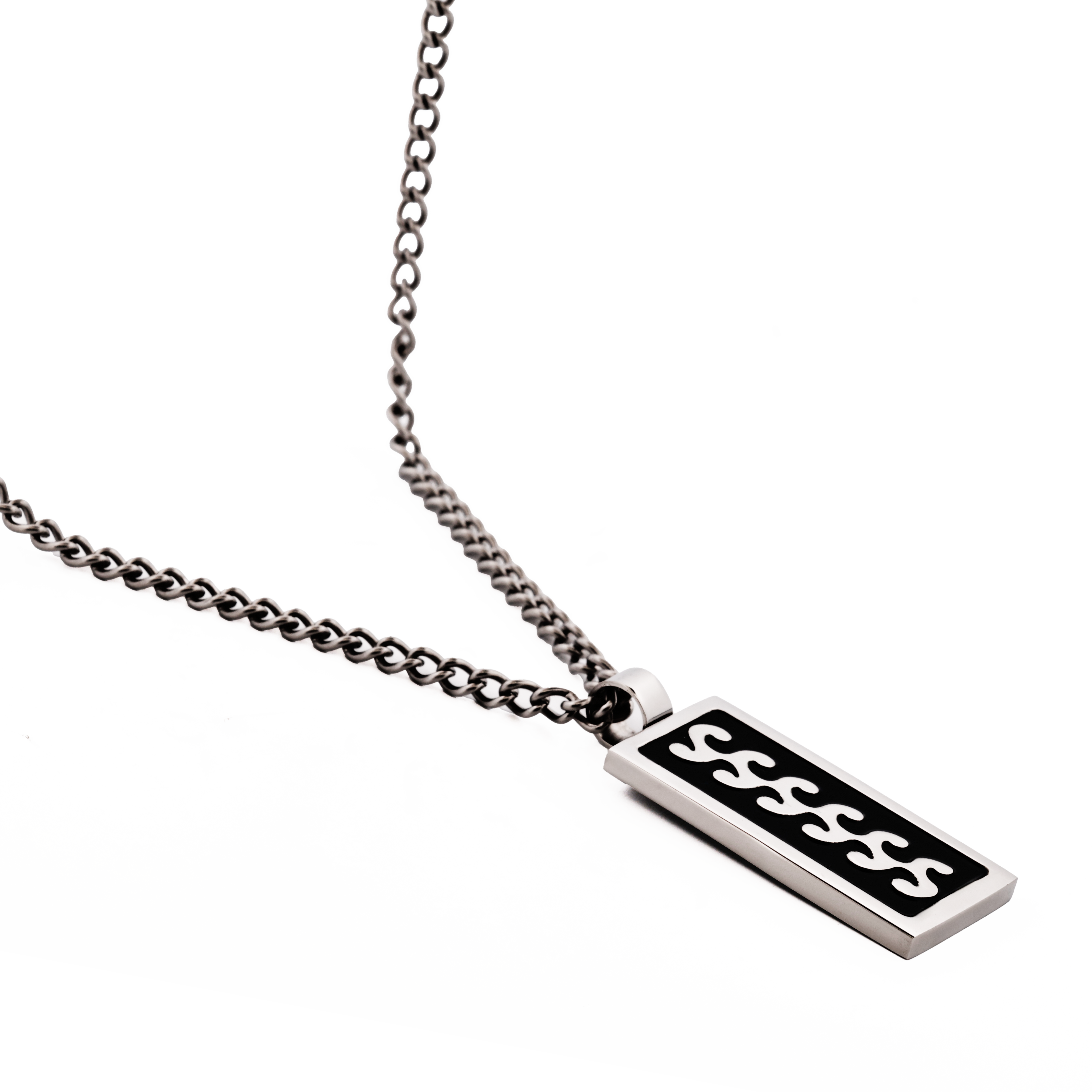 Stainless Steel Black Enamel Pendant