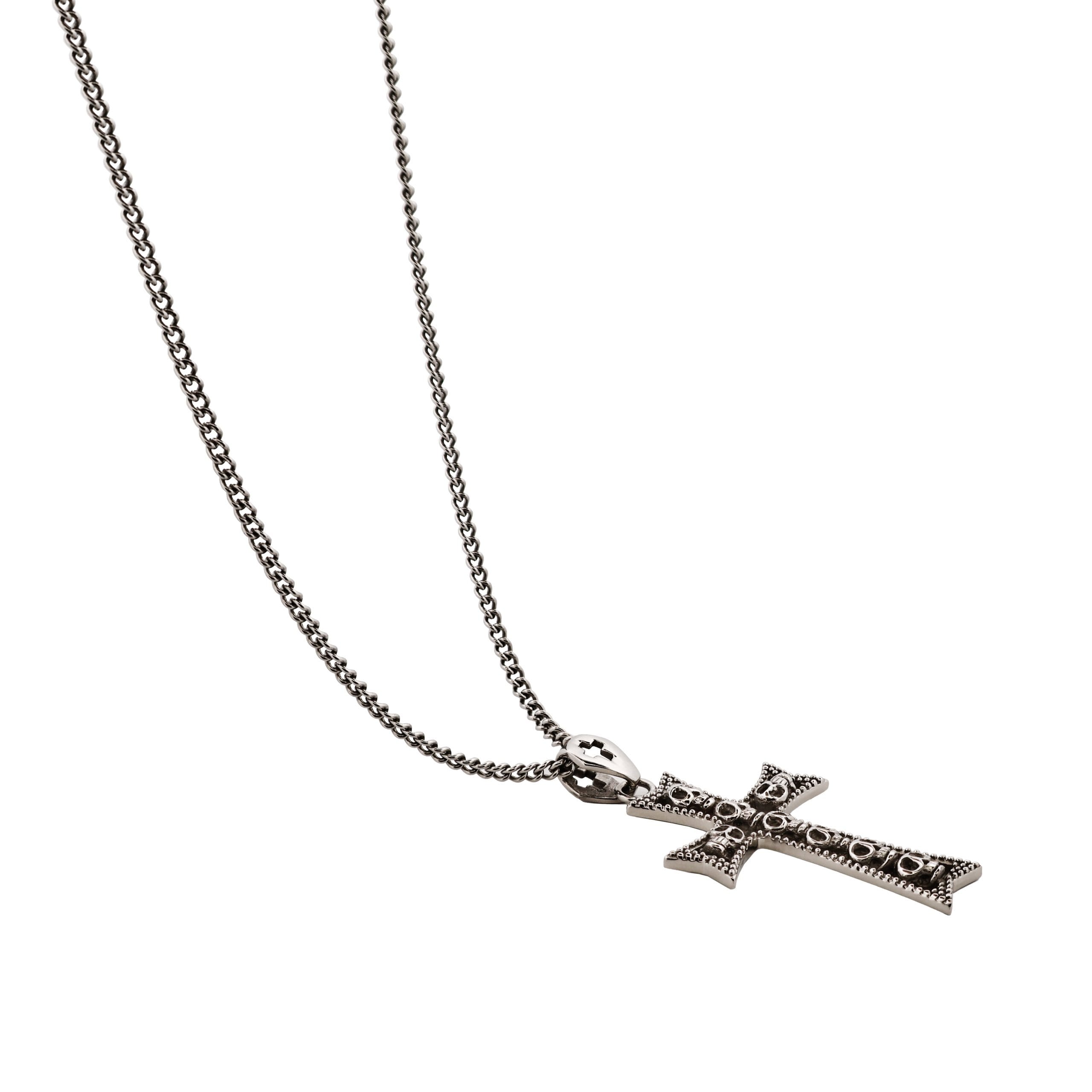 Alloy & Gothic Skull Cross Pendant on 55cm Chain