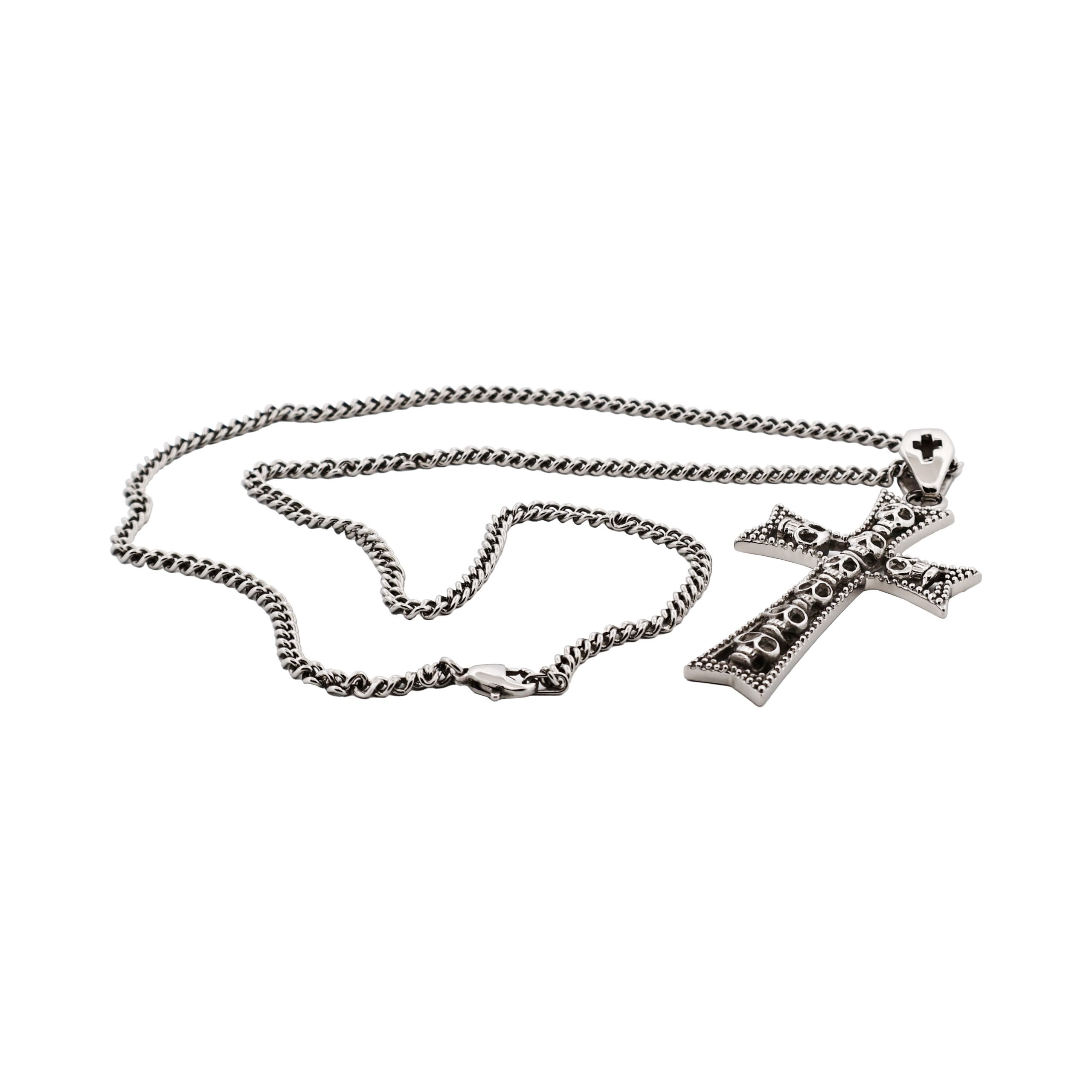 Alloy & Gothic Skull Cross Pendant on 55cm Chain