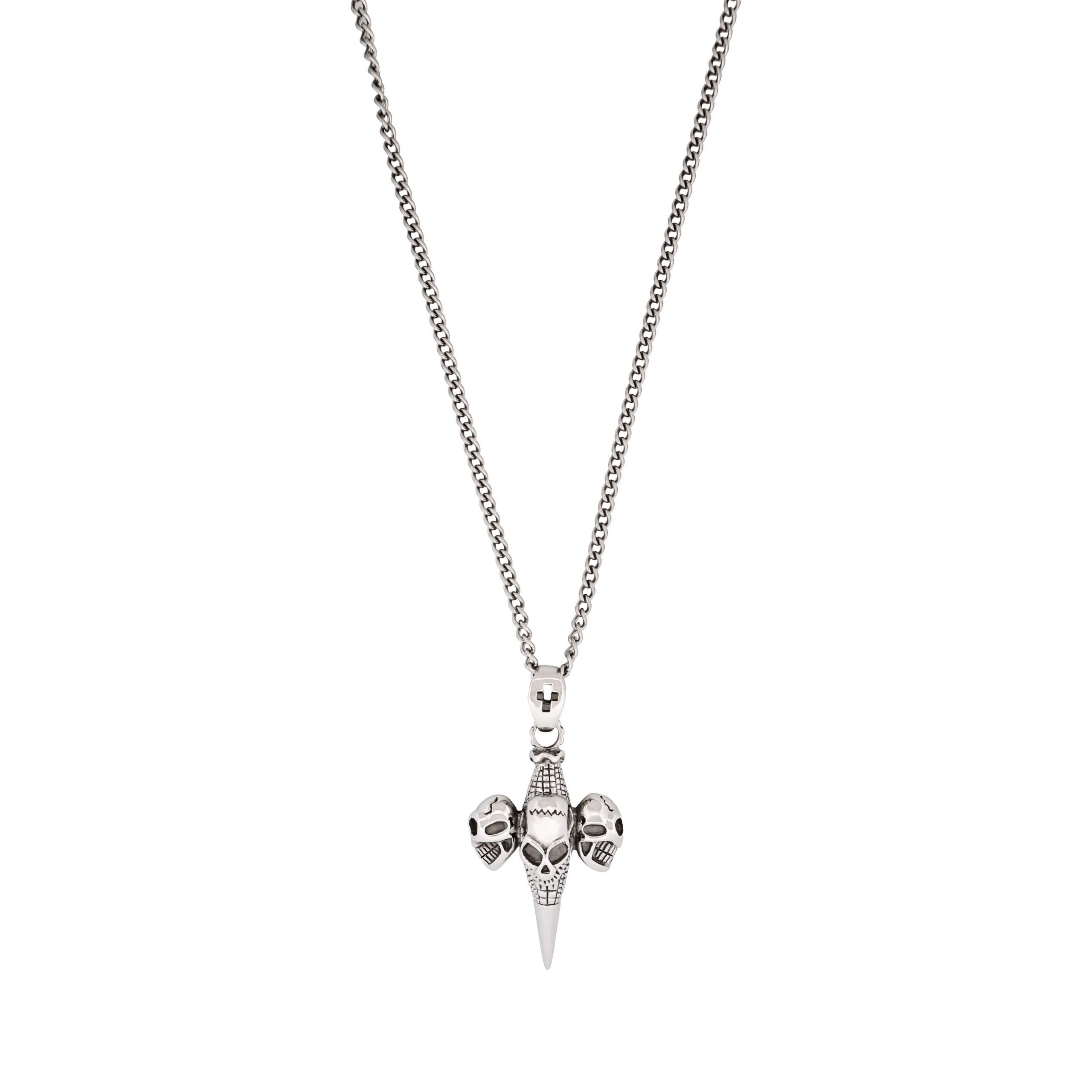 Alloy & Triple Skull Cross Pendant on Chain