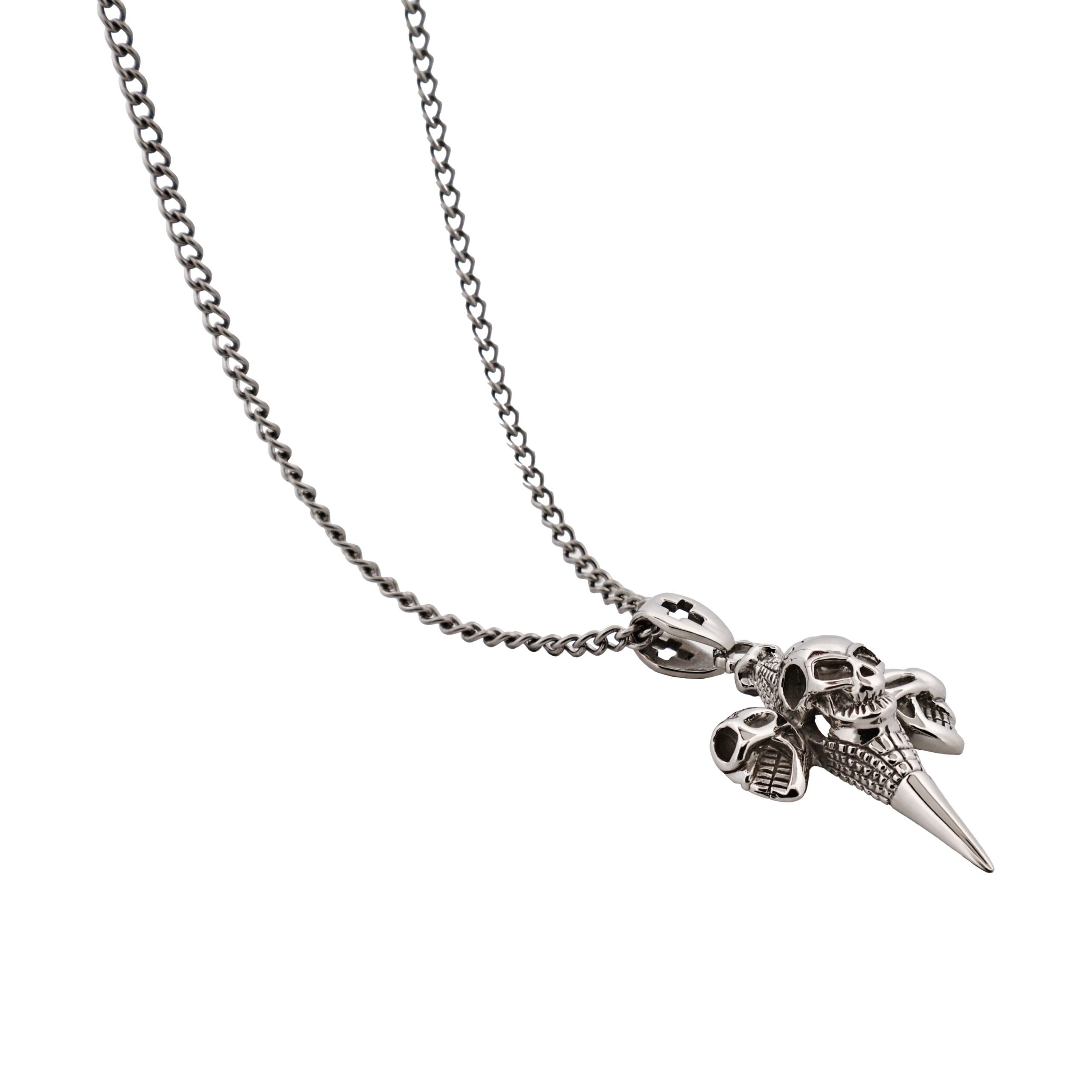 Alloy & Triple Skull Cross Pendant on Chain
