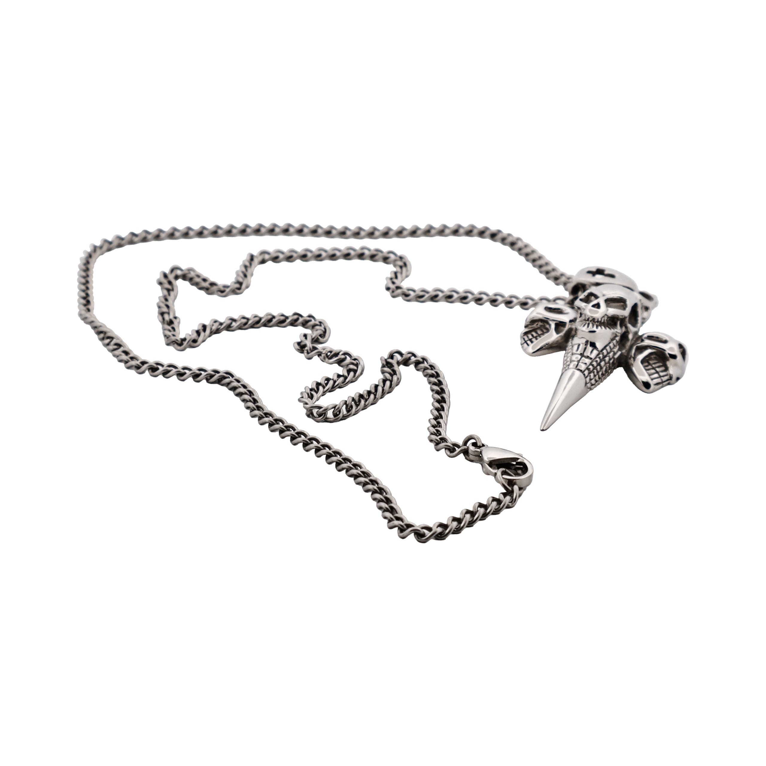 Alloy & Triple Skull Cross Pendant on Chain