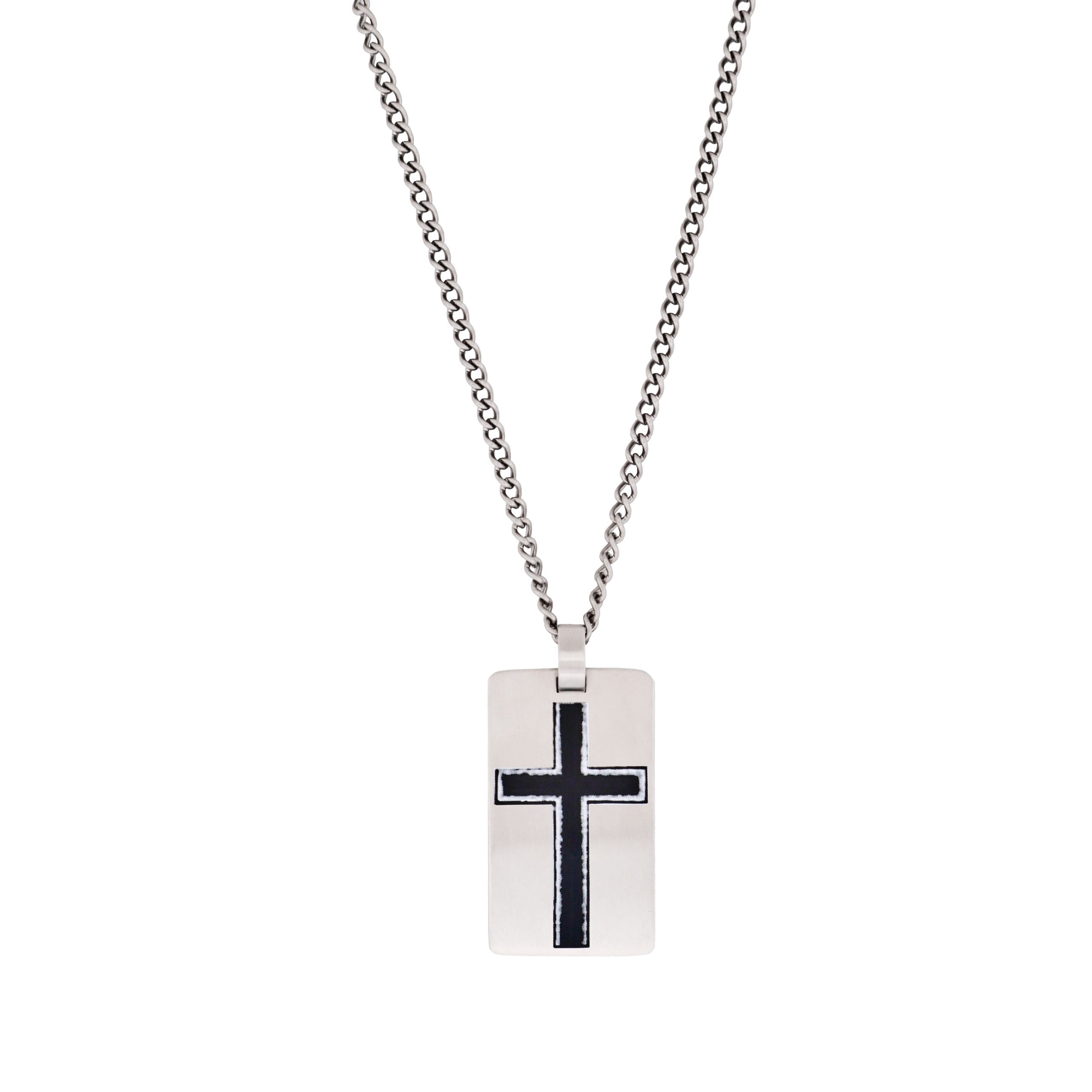 Stainless Steel/Dog Tag Cross