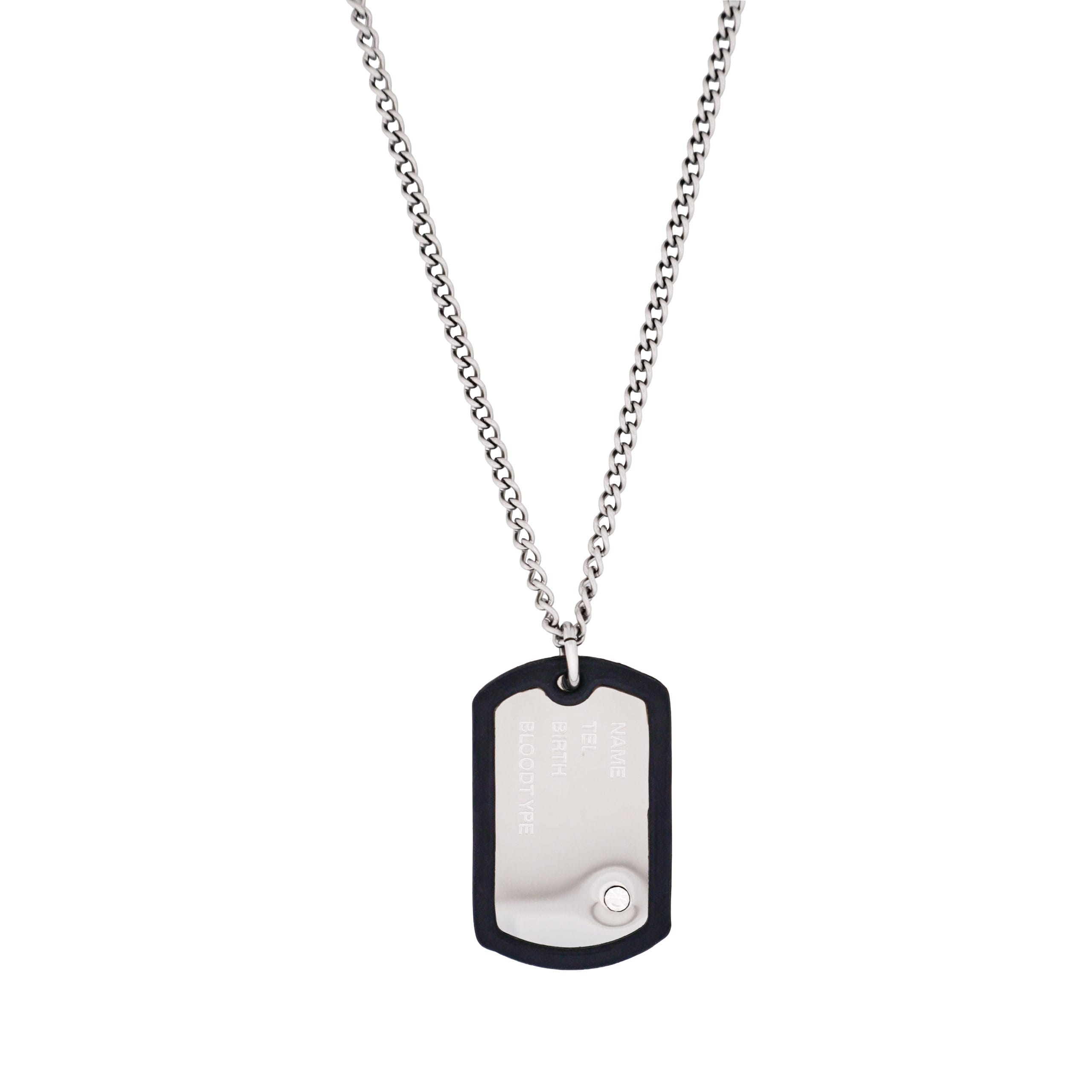 Stainless Steel & Rubber Dog Tag & Chain