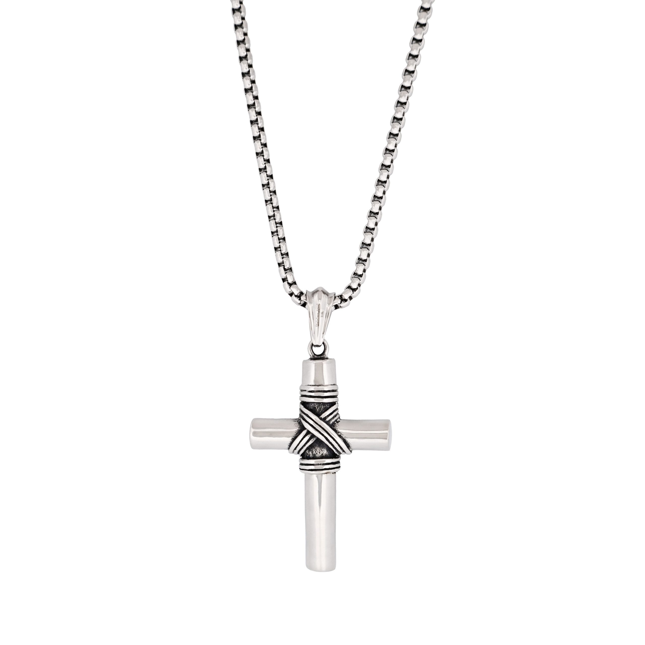Stainless Steel & Wired Cross with Whistle - 60cm Box Chain