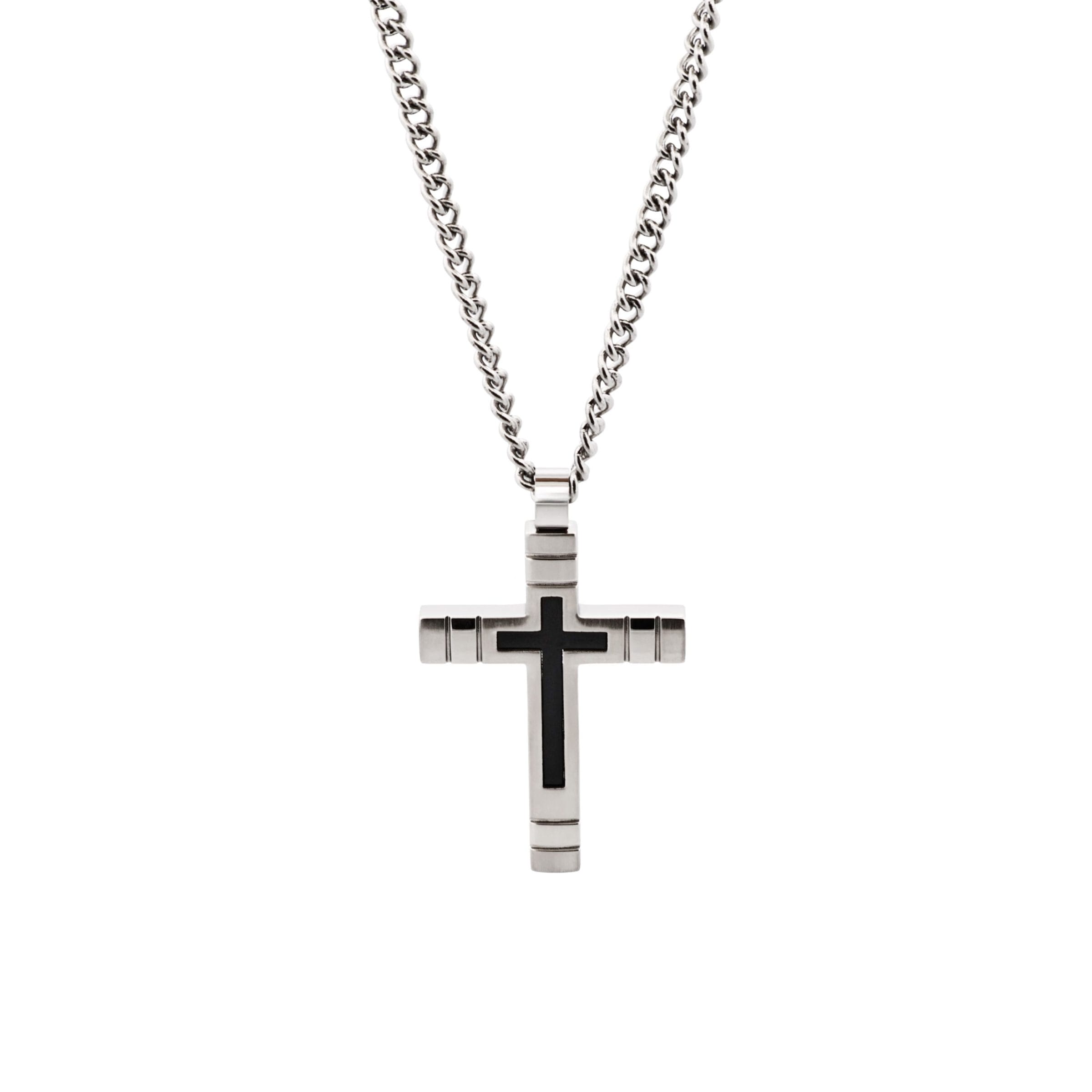 Stainless Steel/Ion Plated Black Cross