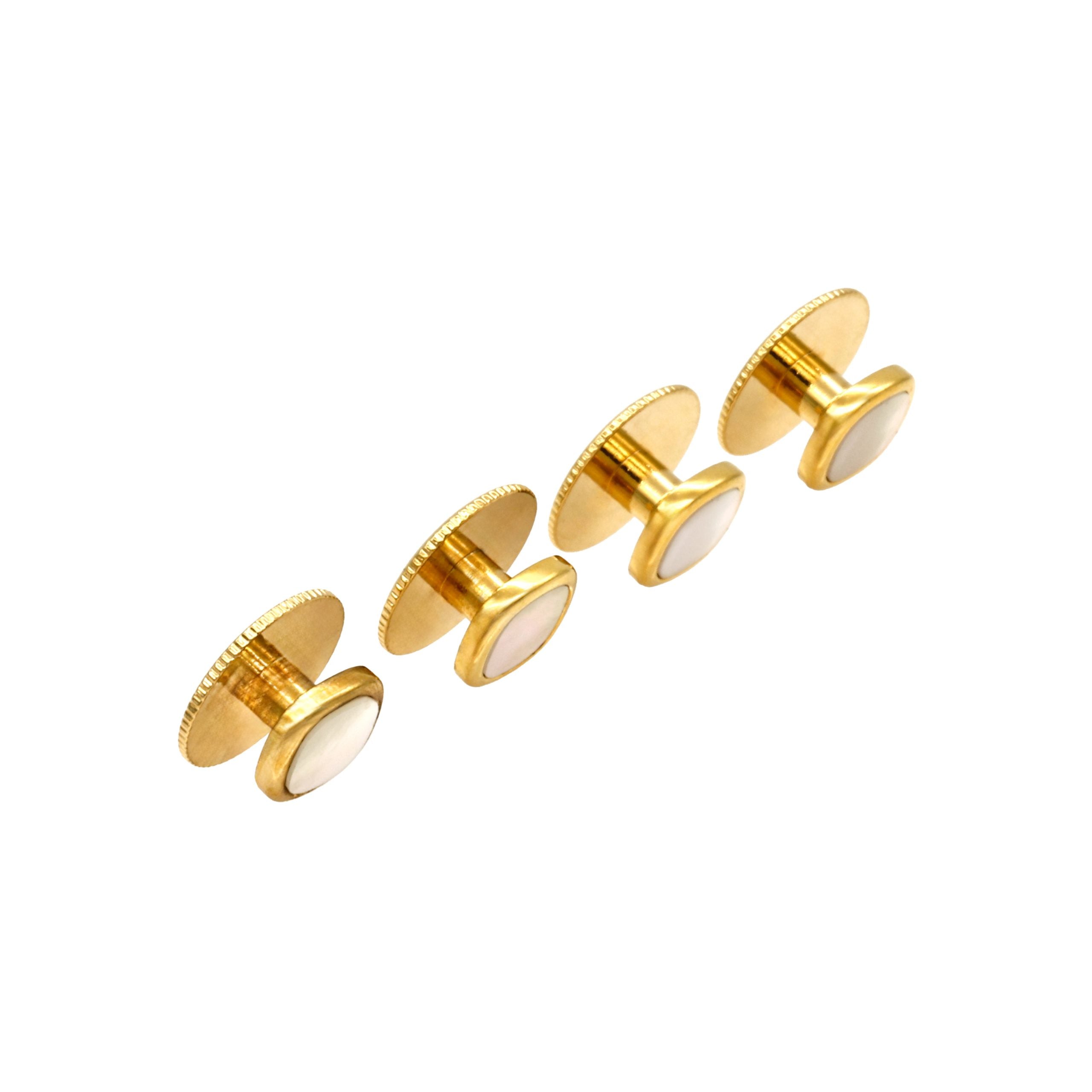 Square gold with MOP & screw back stud (pack of 4)