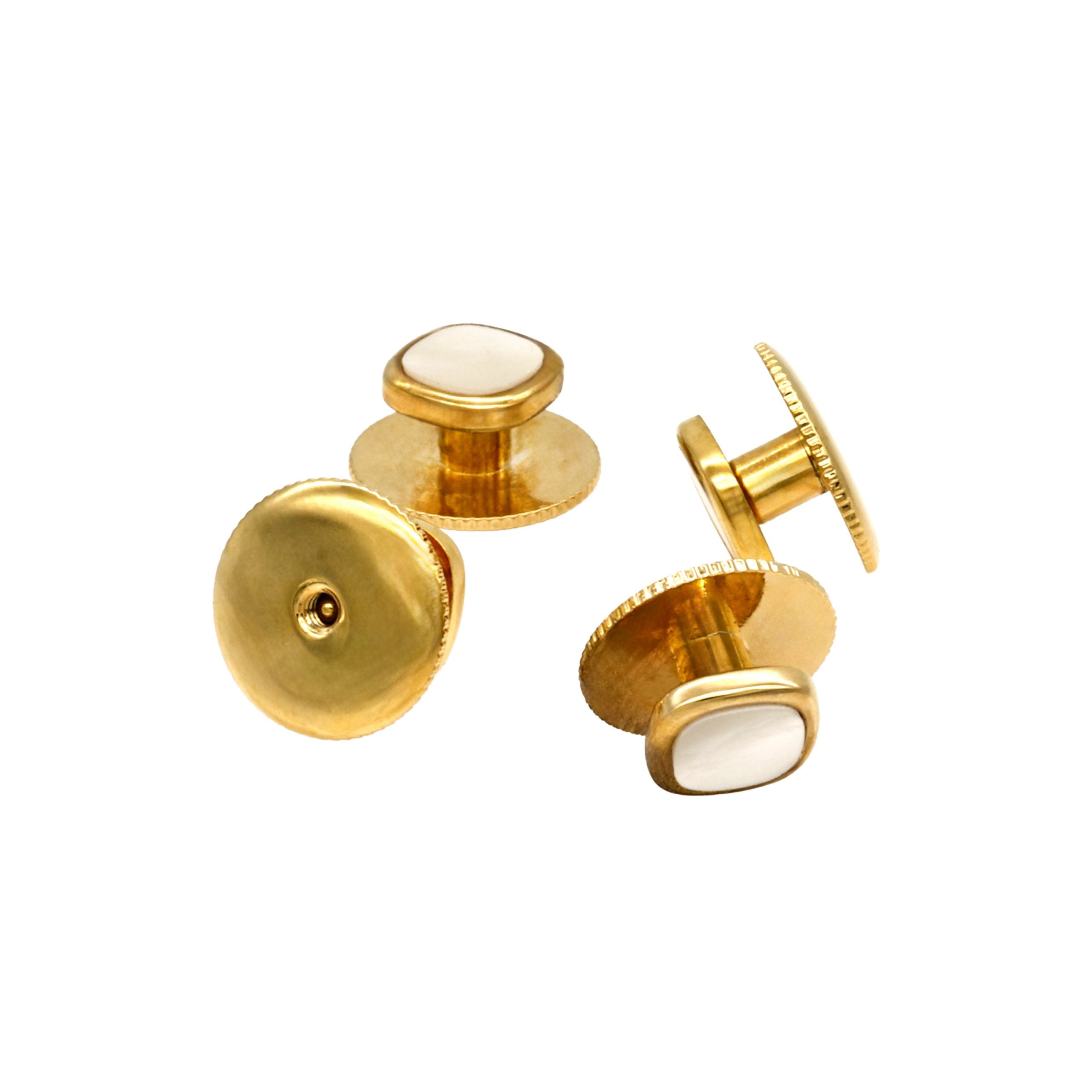 Square gold with MOP & screw back stud (pack of 4)