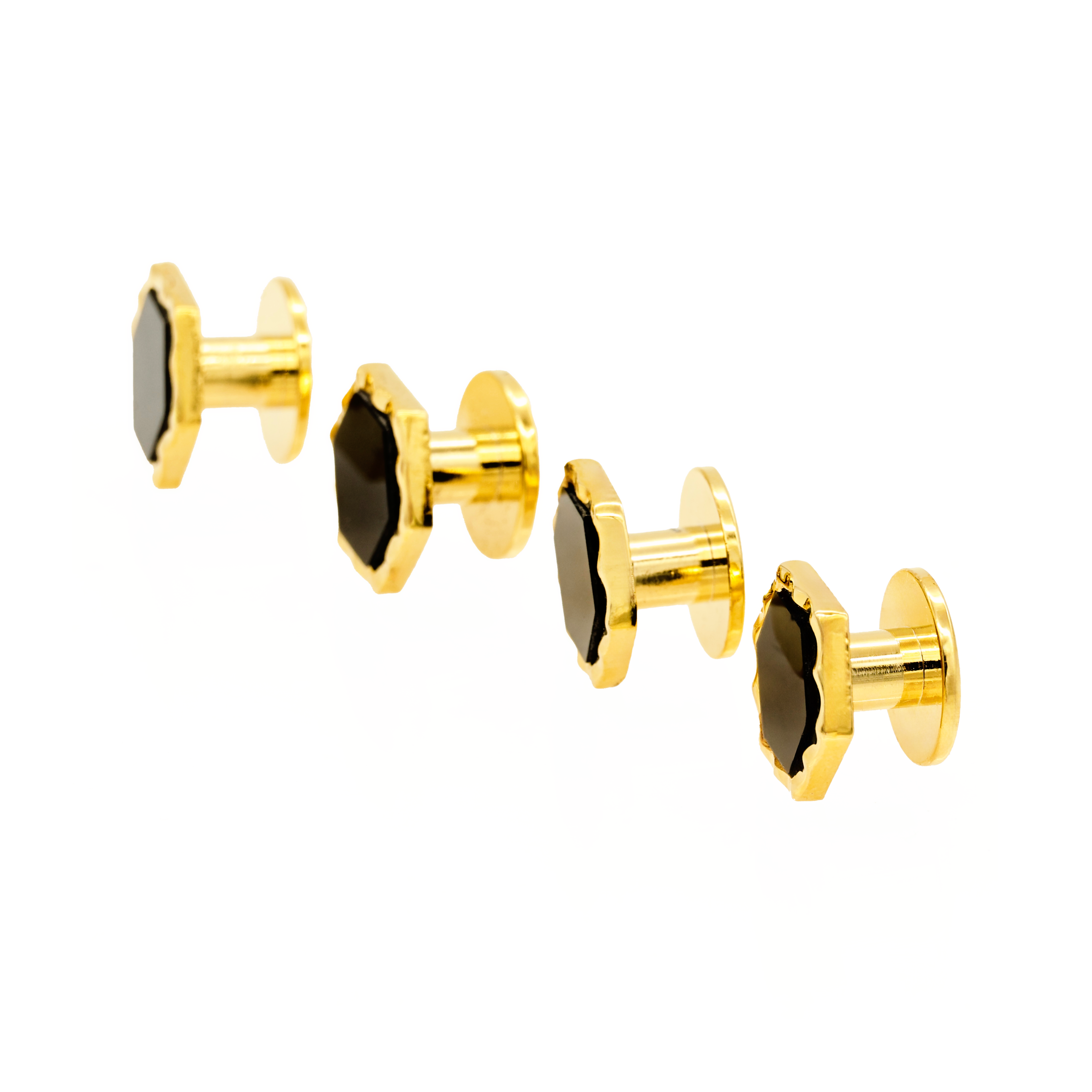 Black/Gold hexagon Stud (pack of 4)