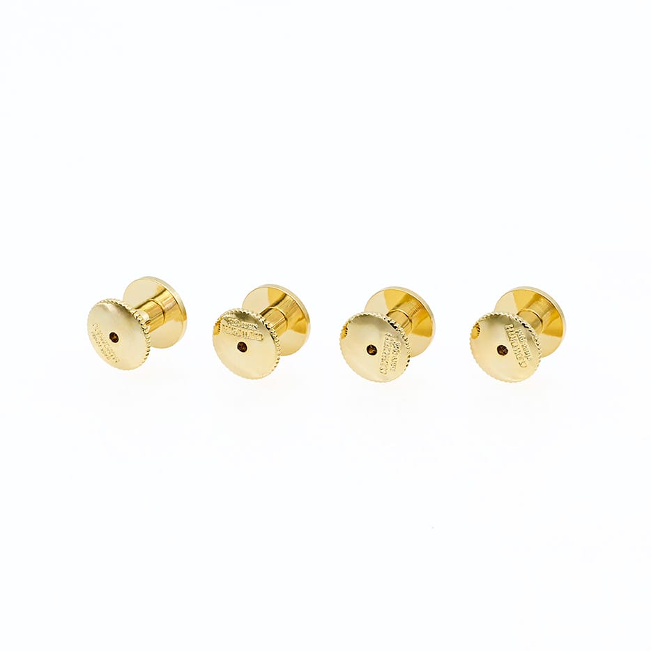Gold / White Round Shirt Studs - 7mm (pack of 4)
