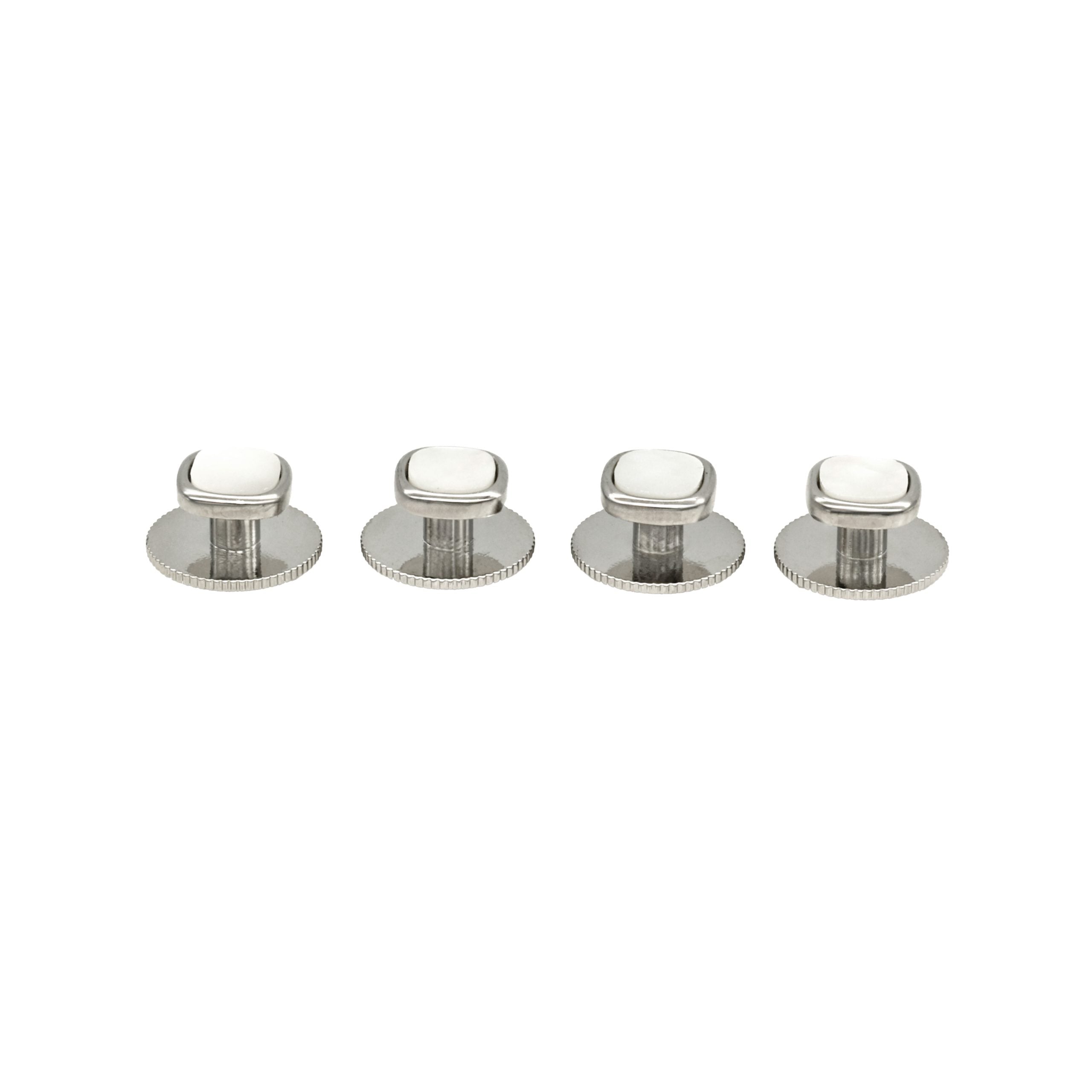 Rhod Mother Of Pearl Cushion Screw Shirt Stud (set of 4)