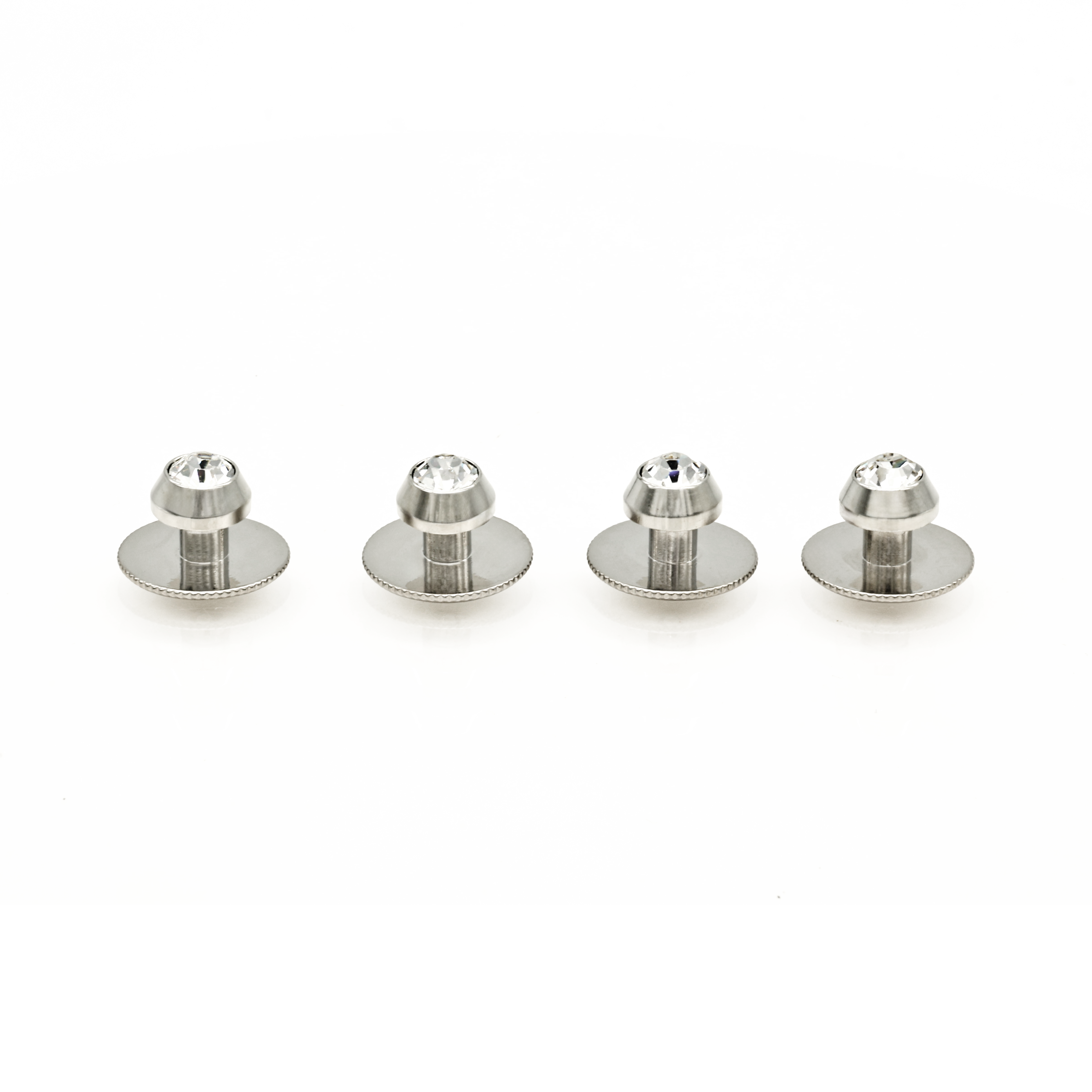 Rhodium Crystal Mushroom Shirt Studs (pack of4)
