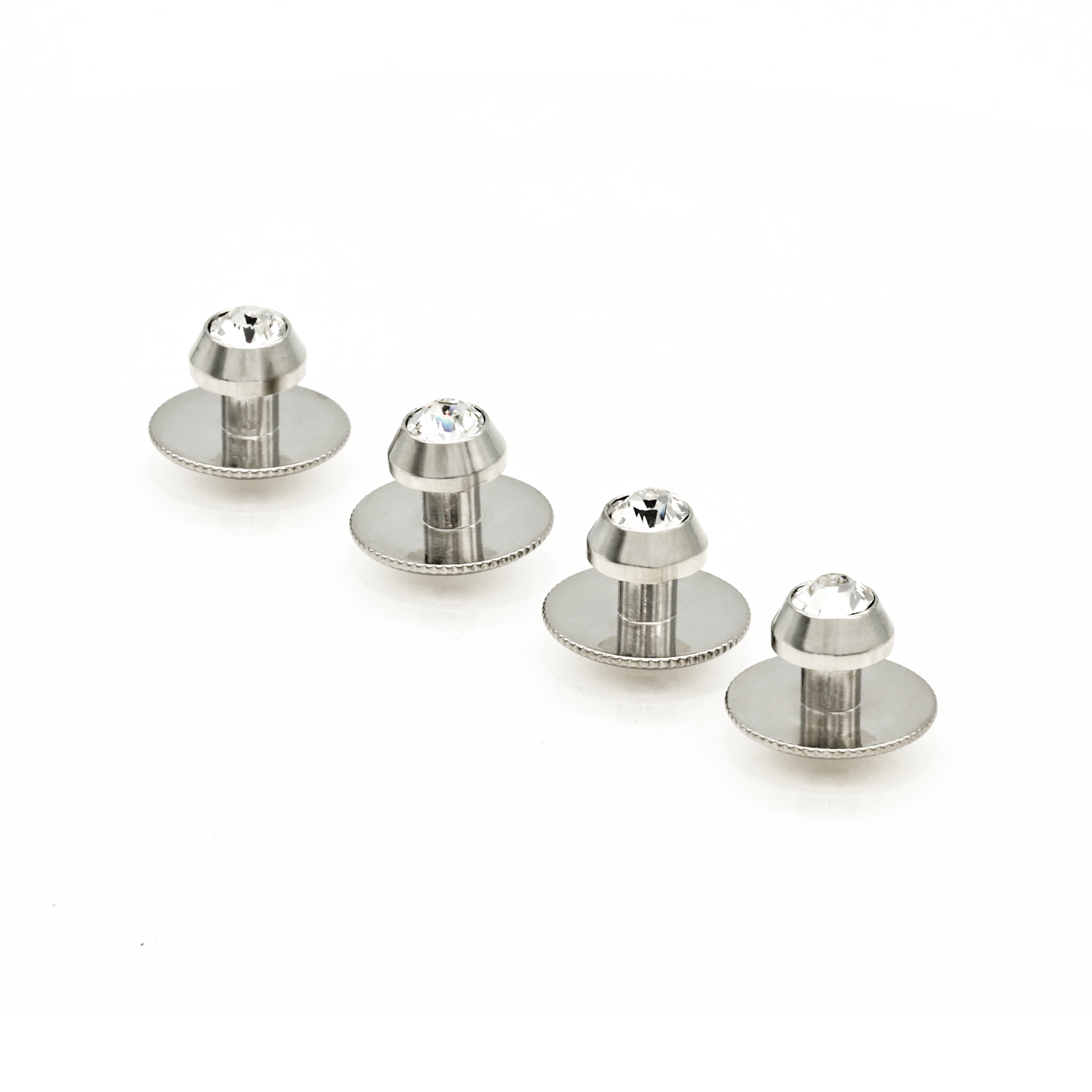 Rhodium Crystal Mushroom Shirt Studs (pack of4)