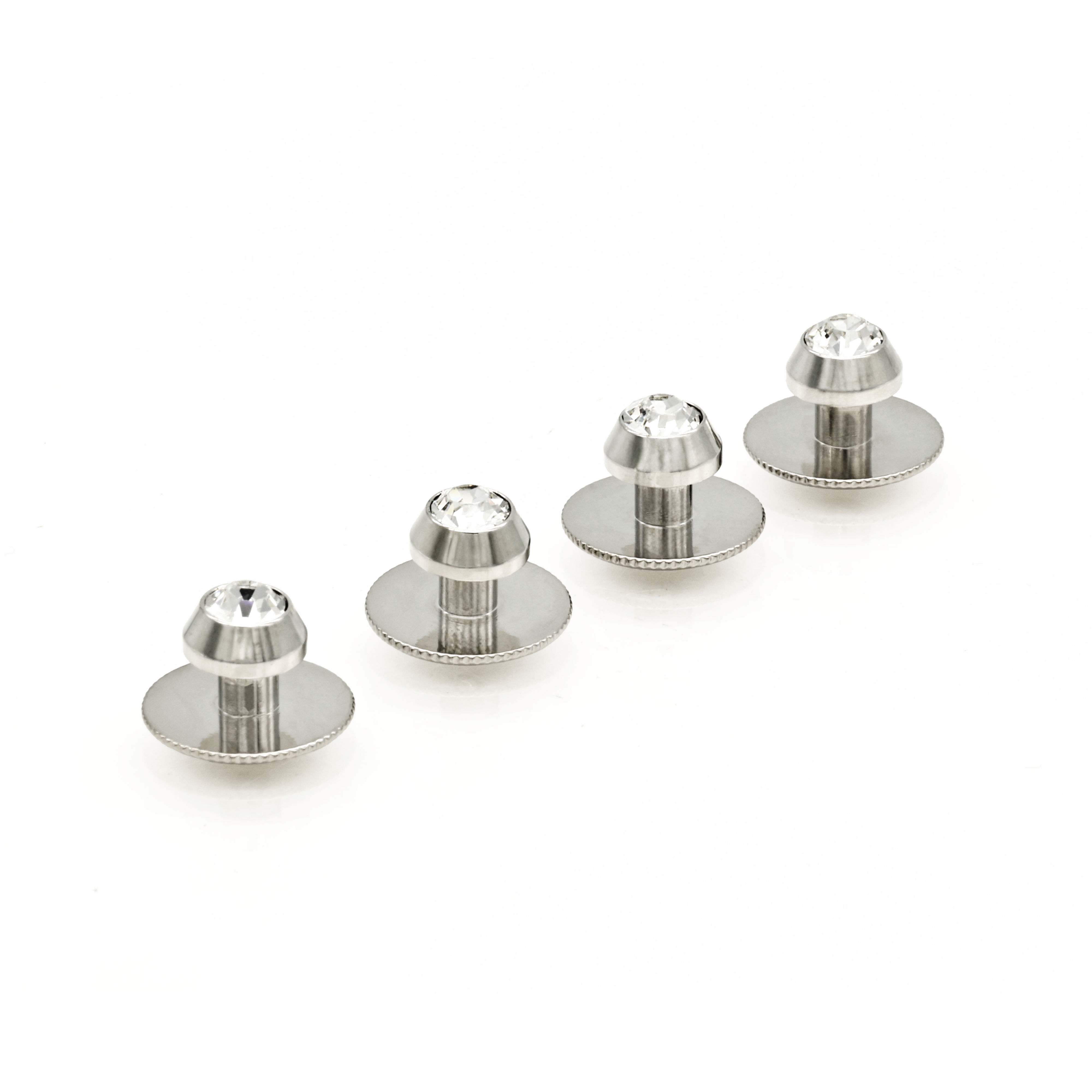 Rhodium Crystal Mushroom Shirt Studs (pack of4)