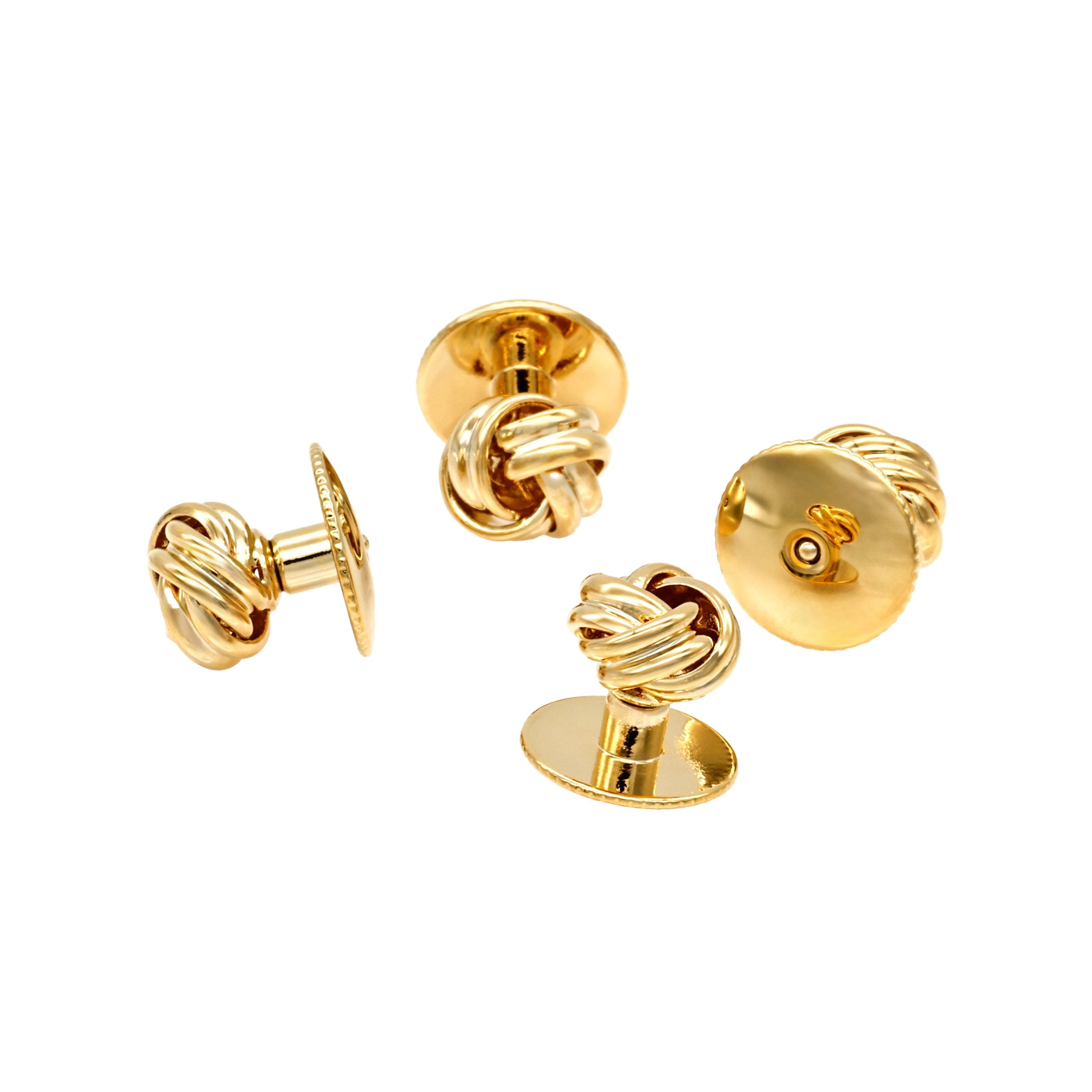 Gold Knot Screw Shirt Studs (set of 4)
