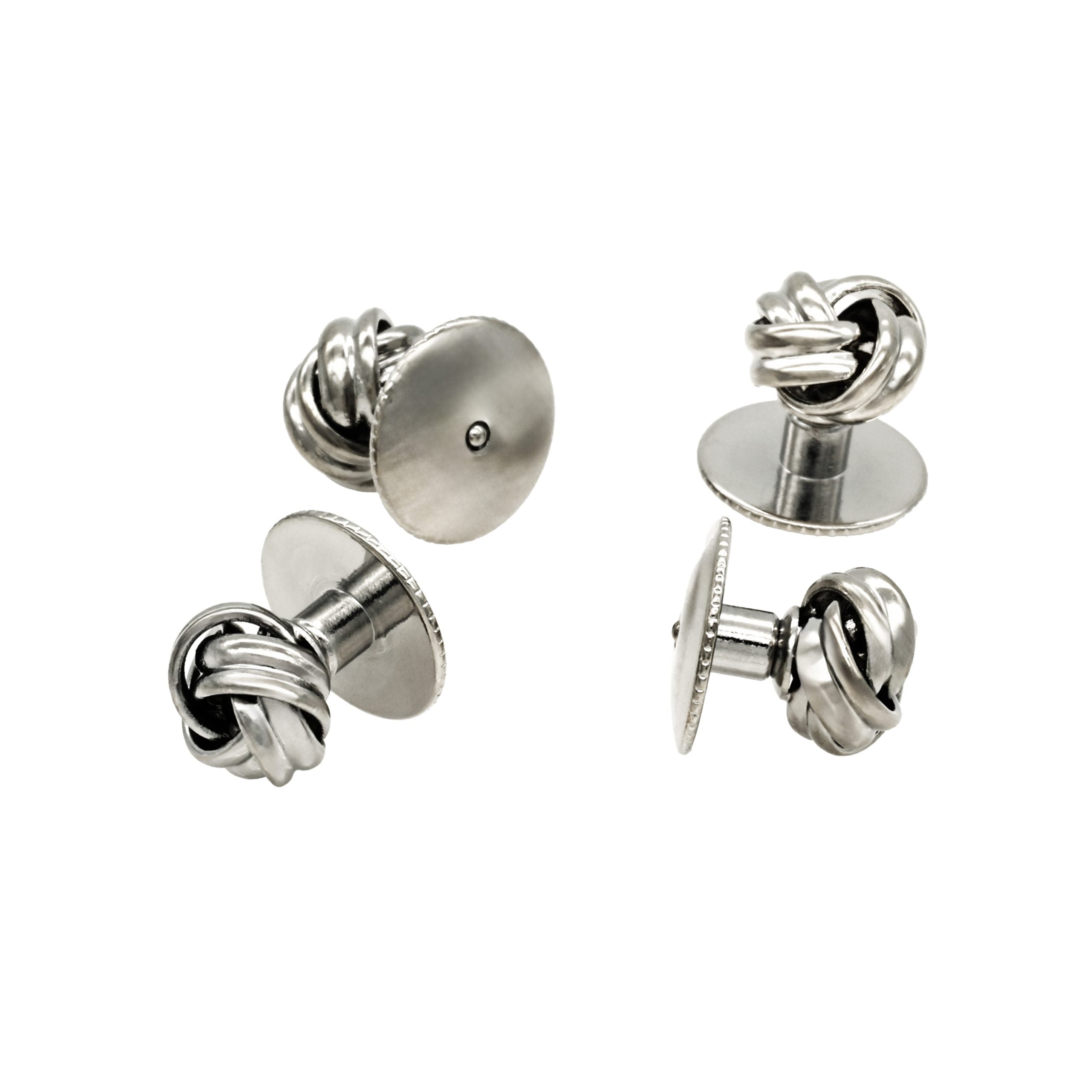 Rhodium Knot Screw Shirt Stud (set of 4)