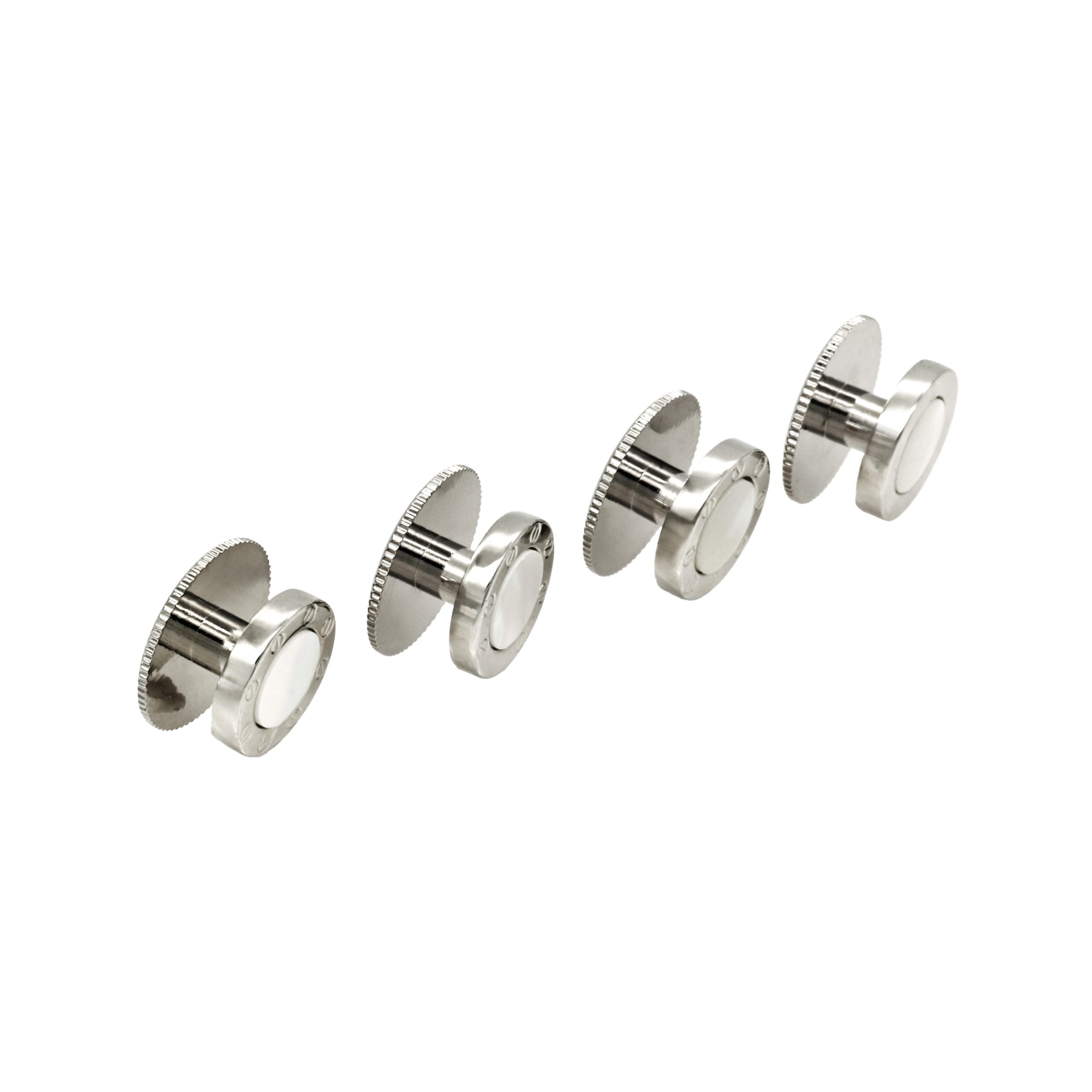 Rhodium and Mother Of Pearl Rnd Screw Shirt Stud (pack of 4)