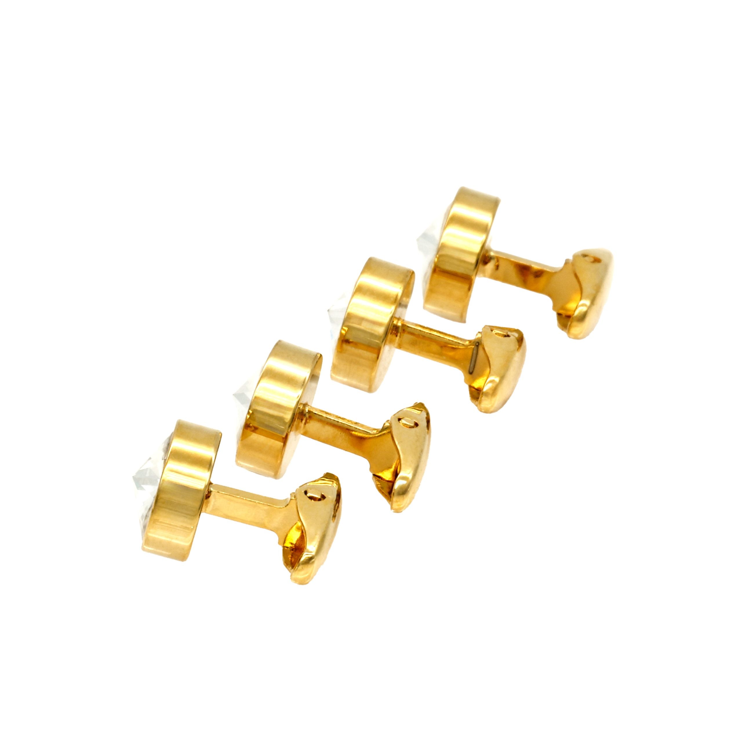 Gold Crystal Shirt Studs (set of 4)