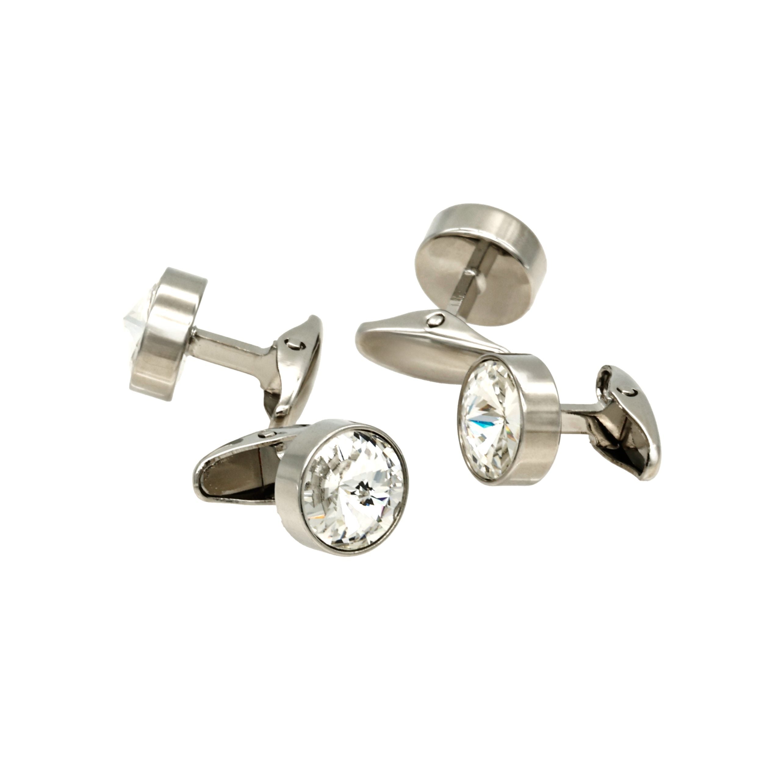 Rhodium and Crystal Shirt Studs (set of 4)