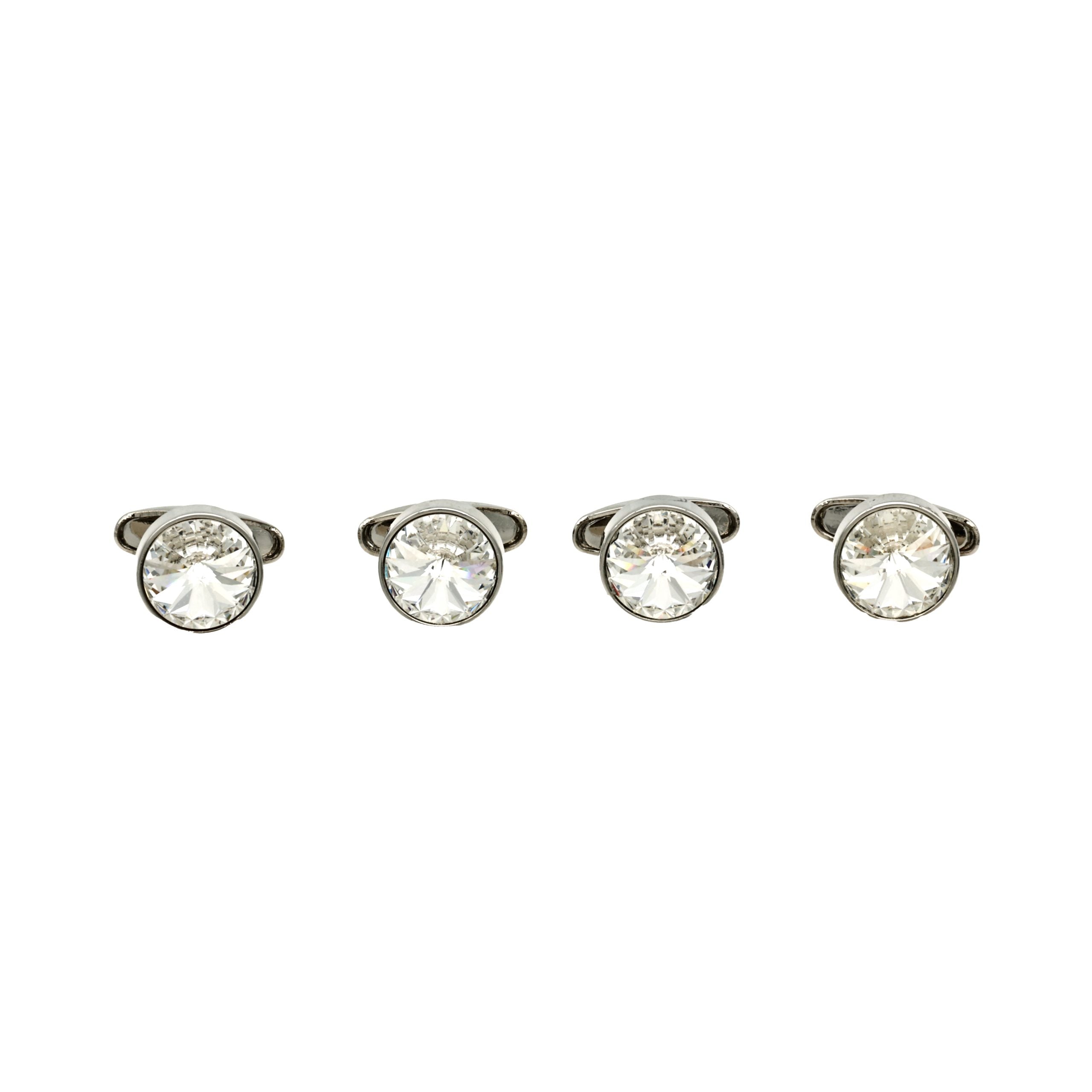 Rhodium and Crystal Shirt Studs (set of 4)